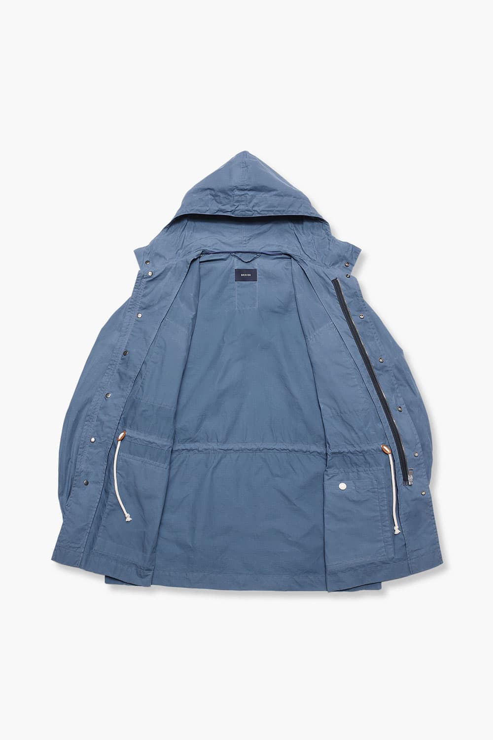 왁스 코튼 후드 804 블루 하프 코트