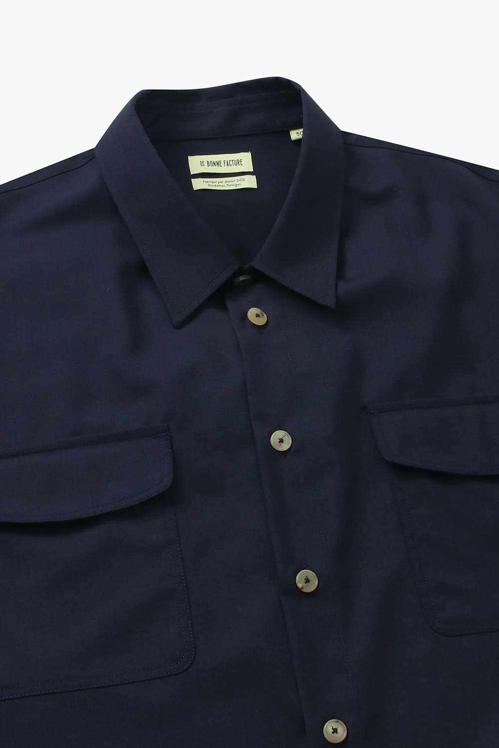 울 투 포켓 오버사이즈 셔츠 CH32 COLD NAV