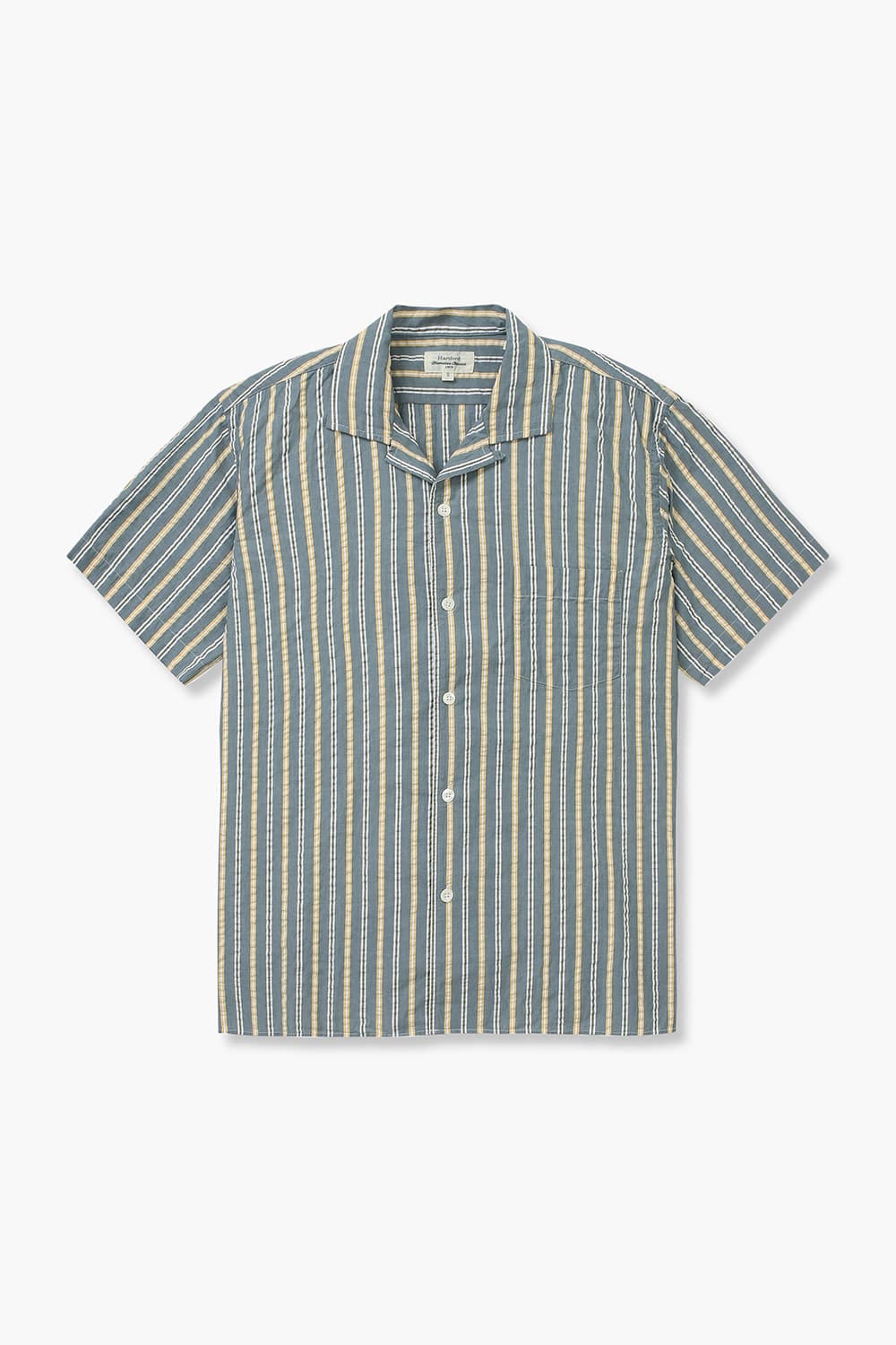 코튼 스트라이프 테일러드 카라 반소매 셔츠 BB14012 02