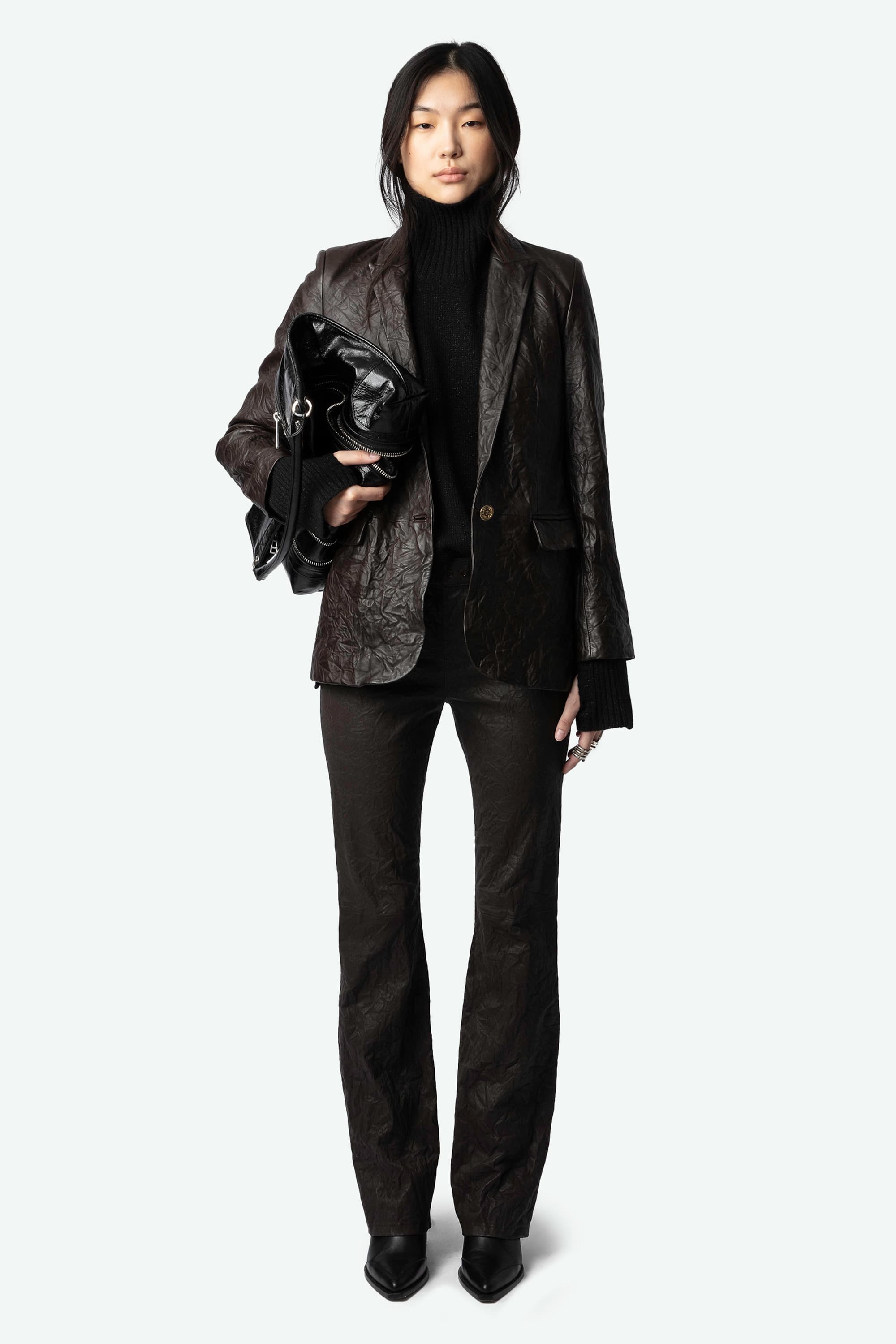 Pauline Crinkled Leather Pants