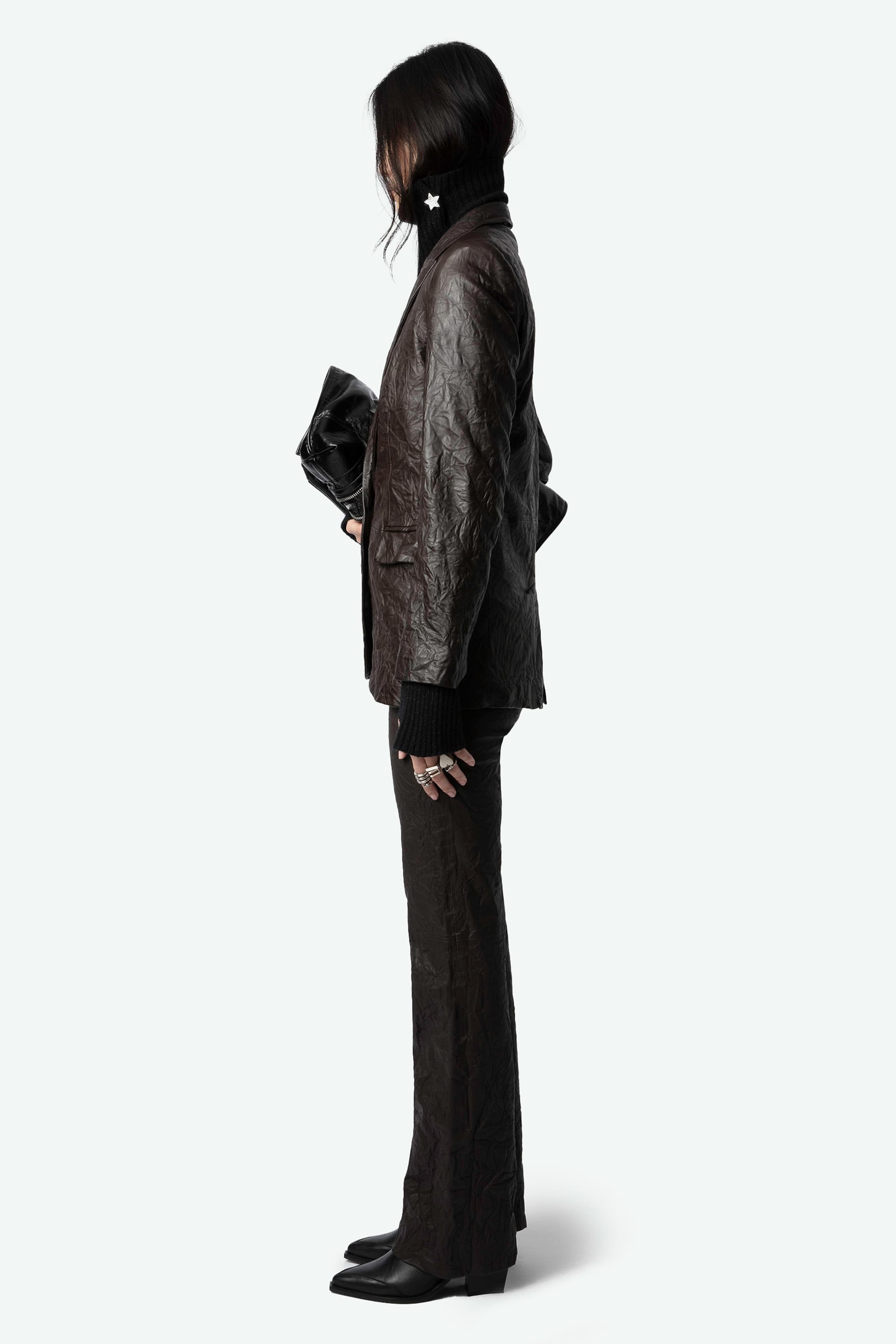 Pauline Crinkled Leather Pants