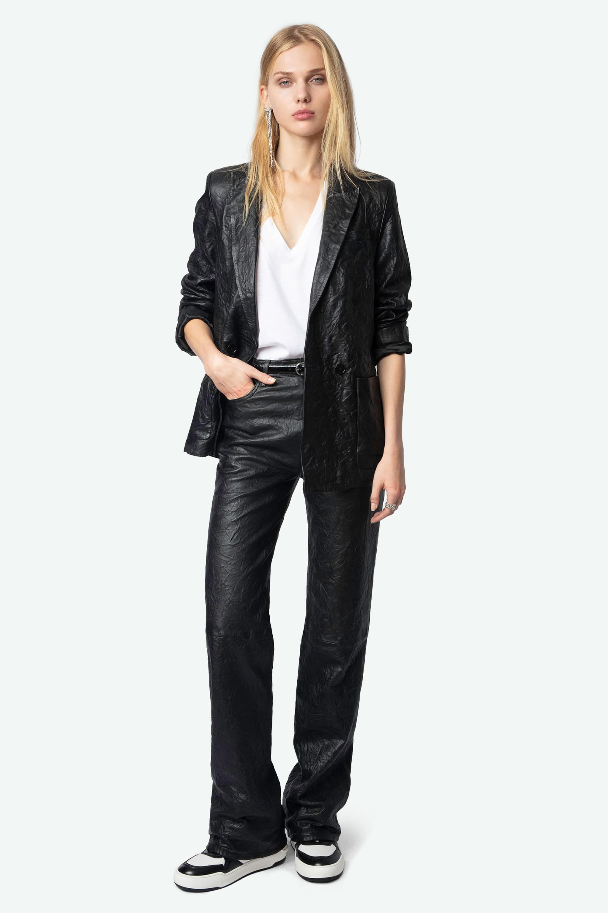 Elio Crinkled Leather Pants