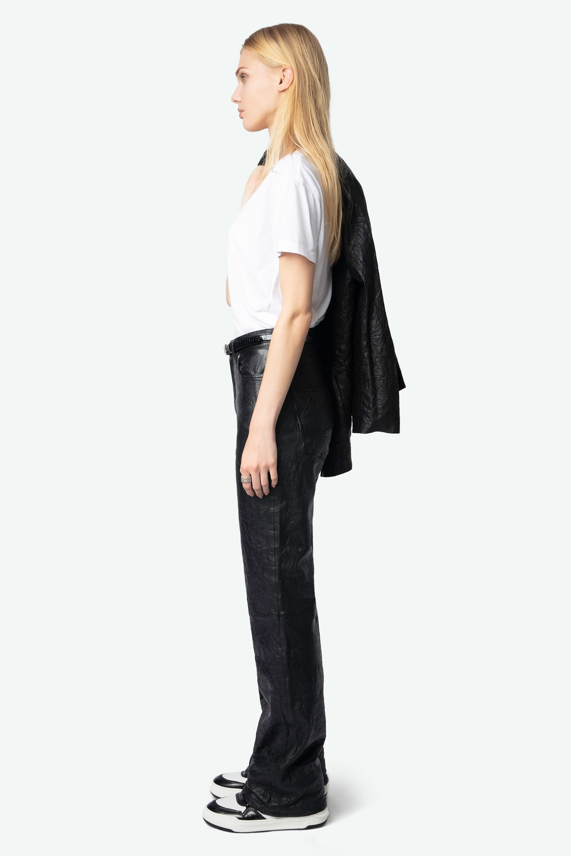 Elio Crinkled Leather Pants