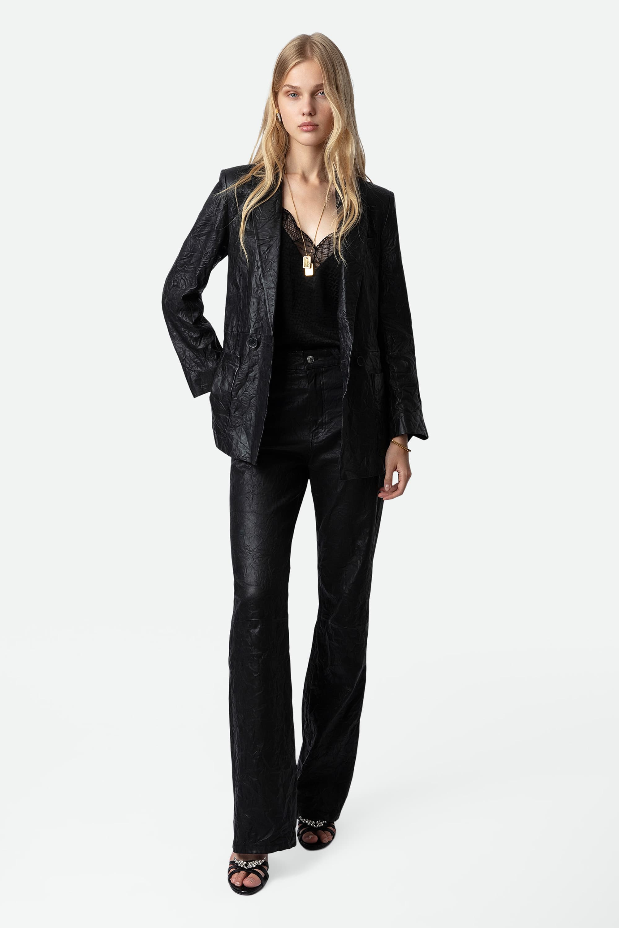 Visko Crinkled Leather Blazer