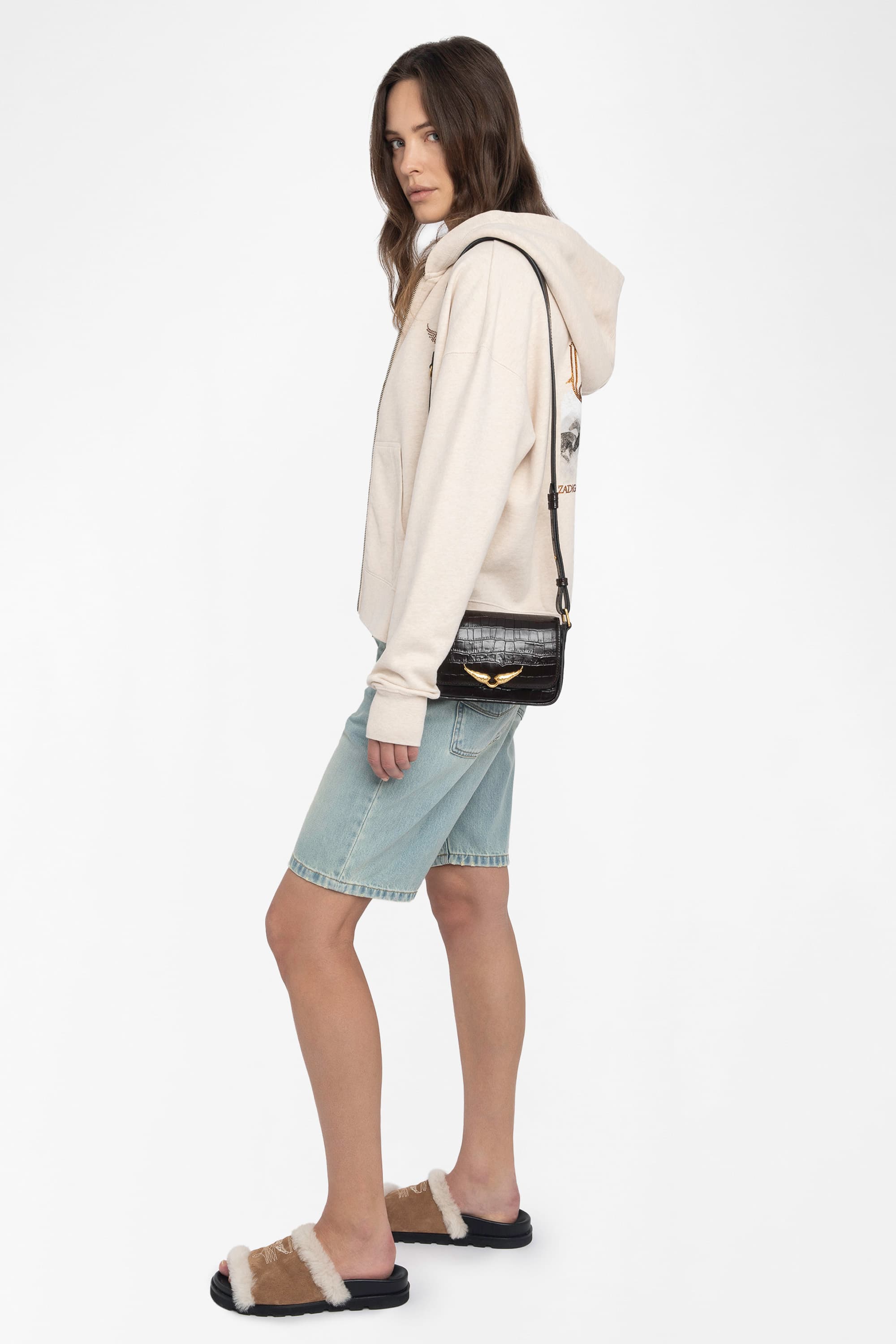 Mia Strass Zip-Up Cardigan