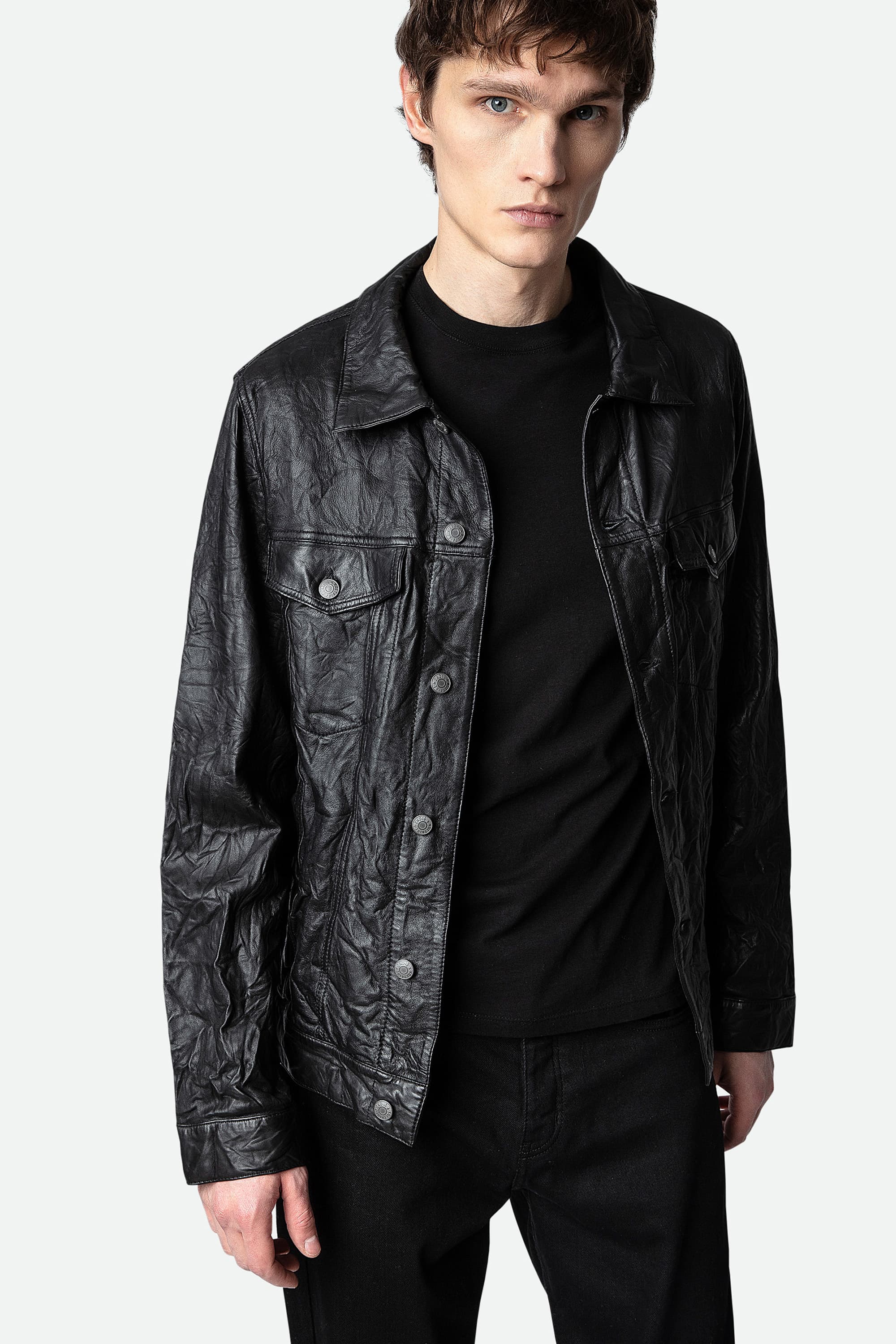 Base Crinkled Leather Jacket