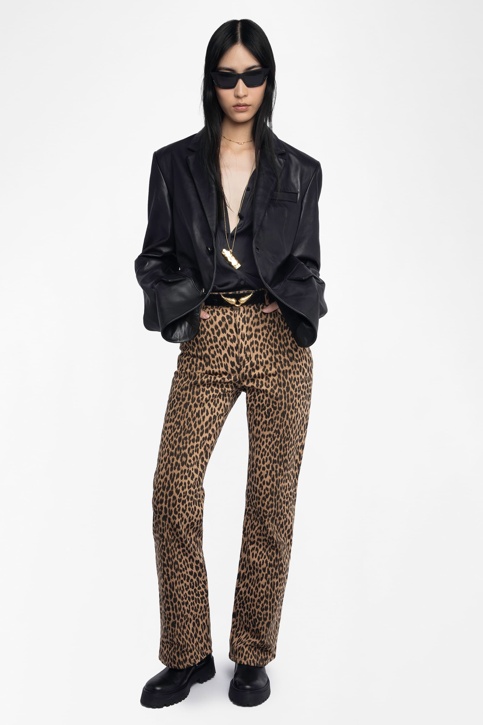 Evy Leopard Denim Pants