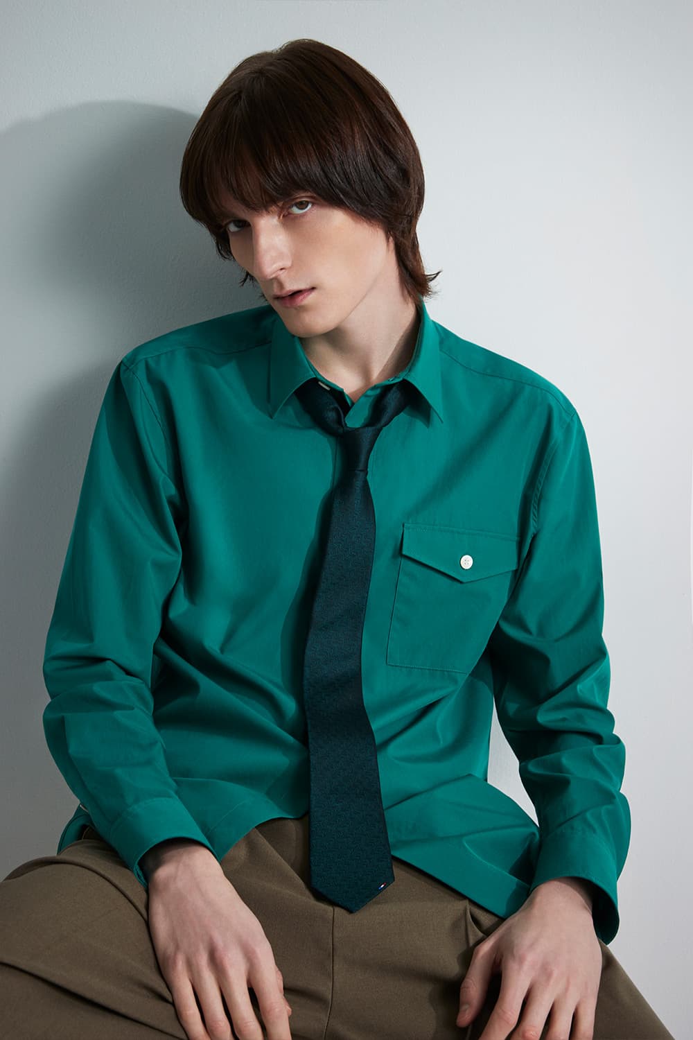 가먼트워싱 329 오버핏 셔츠 그린 SE5SM21LS329SGE