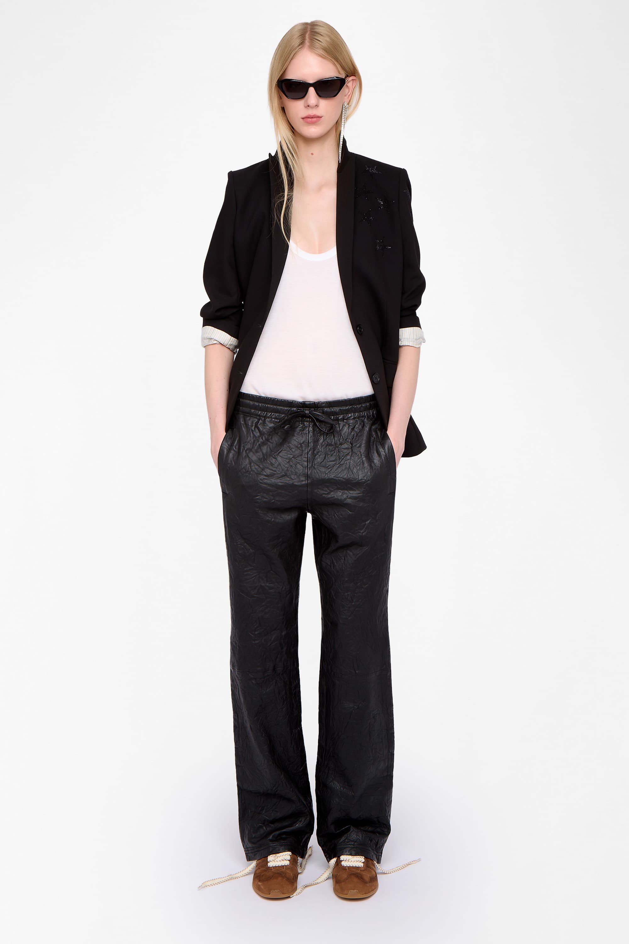 Pocha Crinkled Leather Pants