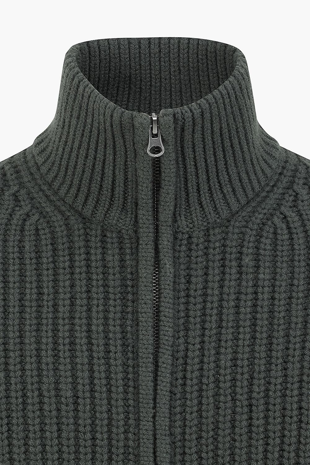 Rib Wool Zip-up Cardigan QE5FMHTKN201Q77