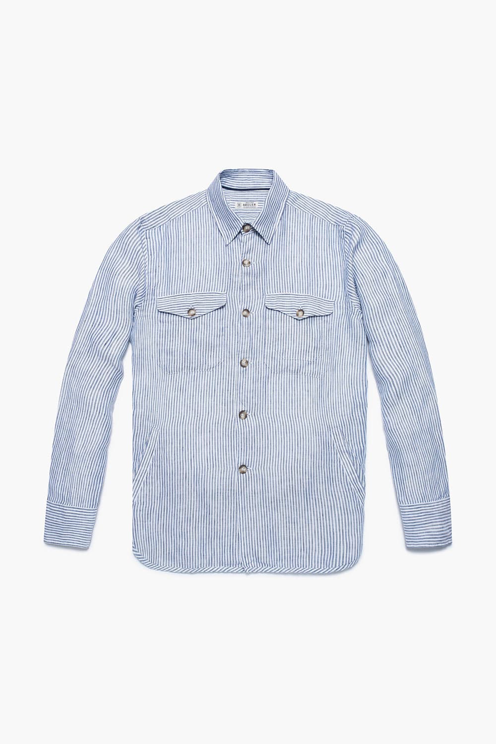 린넨 스프라이프 버튼 다운 포켓 셔츠 CA060P342902