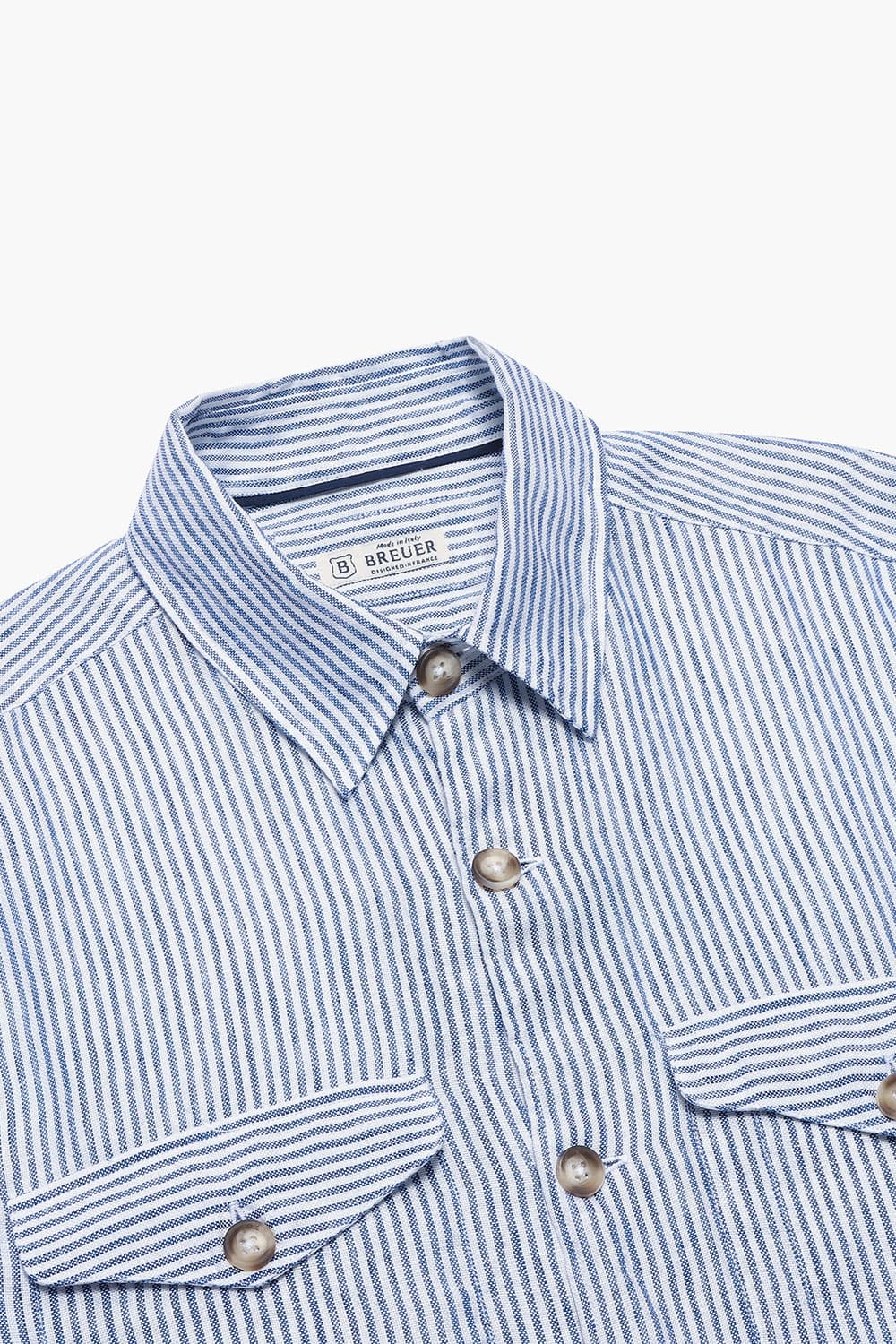 린넨 스프라이프 버튼 다운 포켓 셔츠 CA060P342902