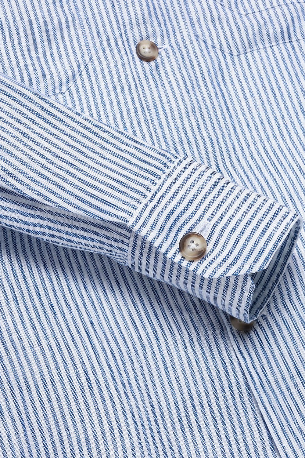 린넨 스프라이프 버튼 다운 포켓 셔츠 CA060P342902