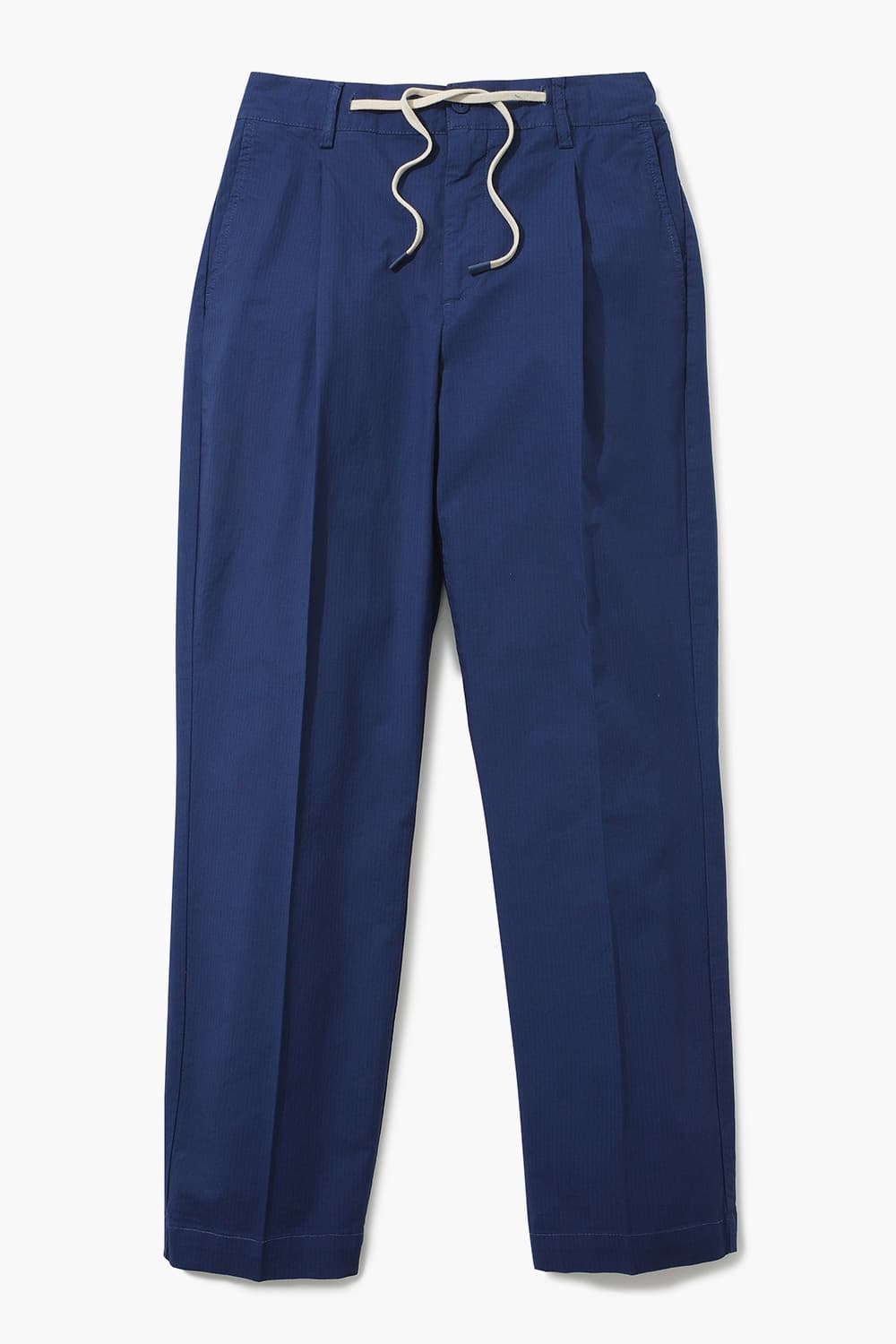 코튼 드로우스트링 세미와이드 네이비 팬츠