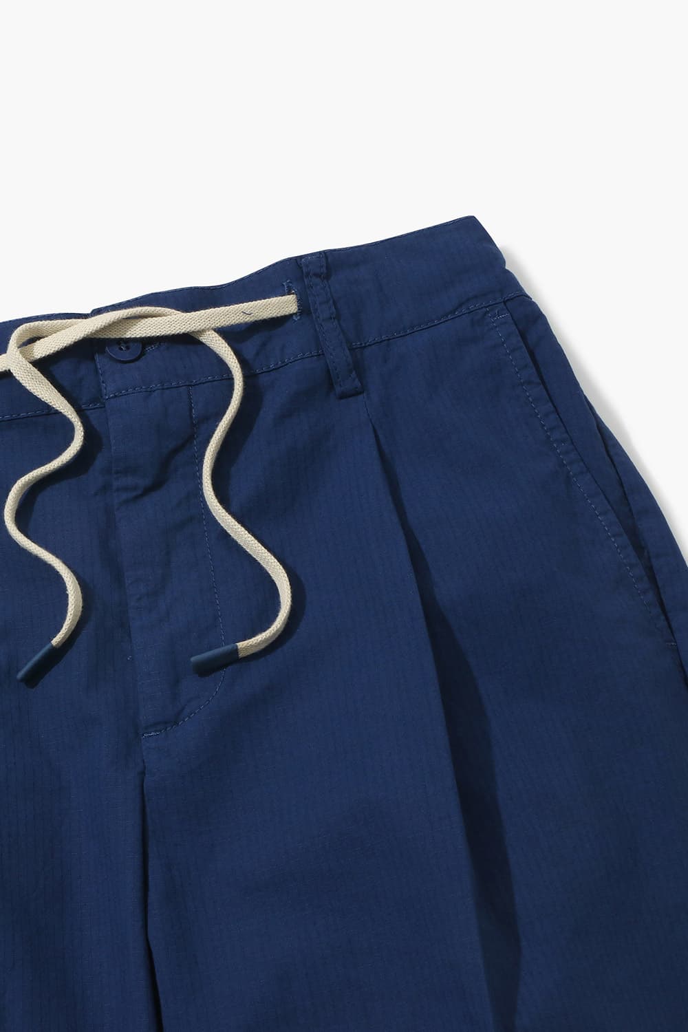코튼 드로우스트링 세미와이드 네이비 팬츠