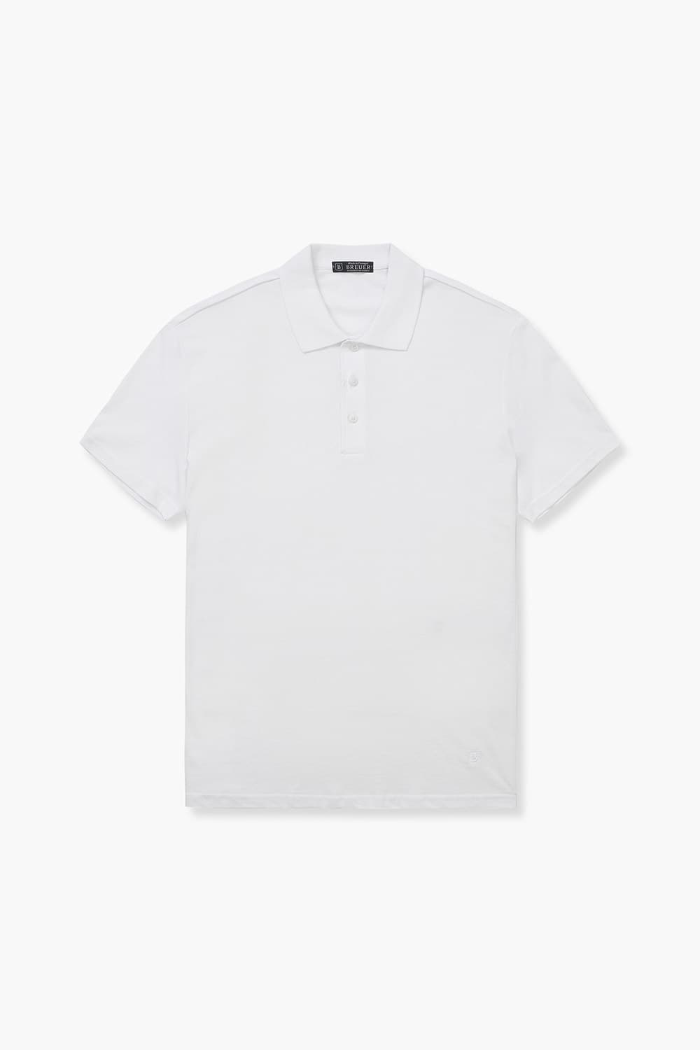 코튼 버튼 다운 화이트 반소매 티셔츠