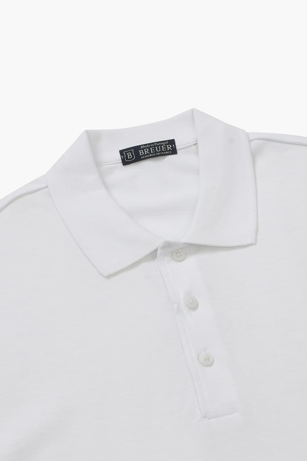 코튼 버튼 다운 화이트 반소매 티셔츠