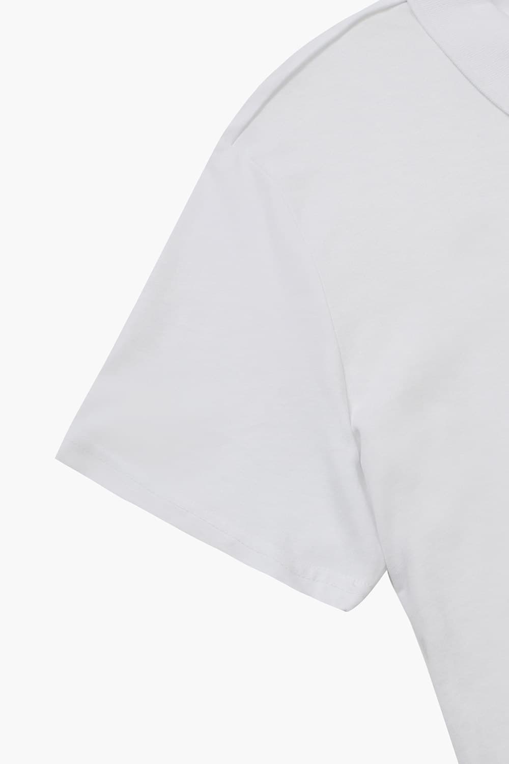 코튼 버튼 다운 화이트 반소매 티셔츠