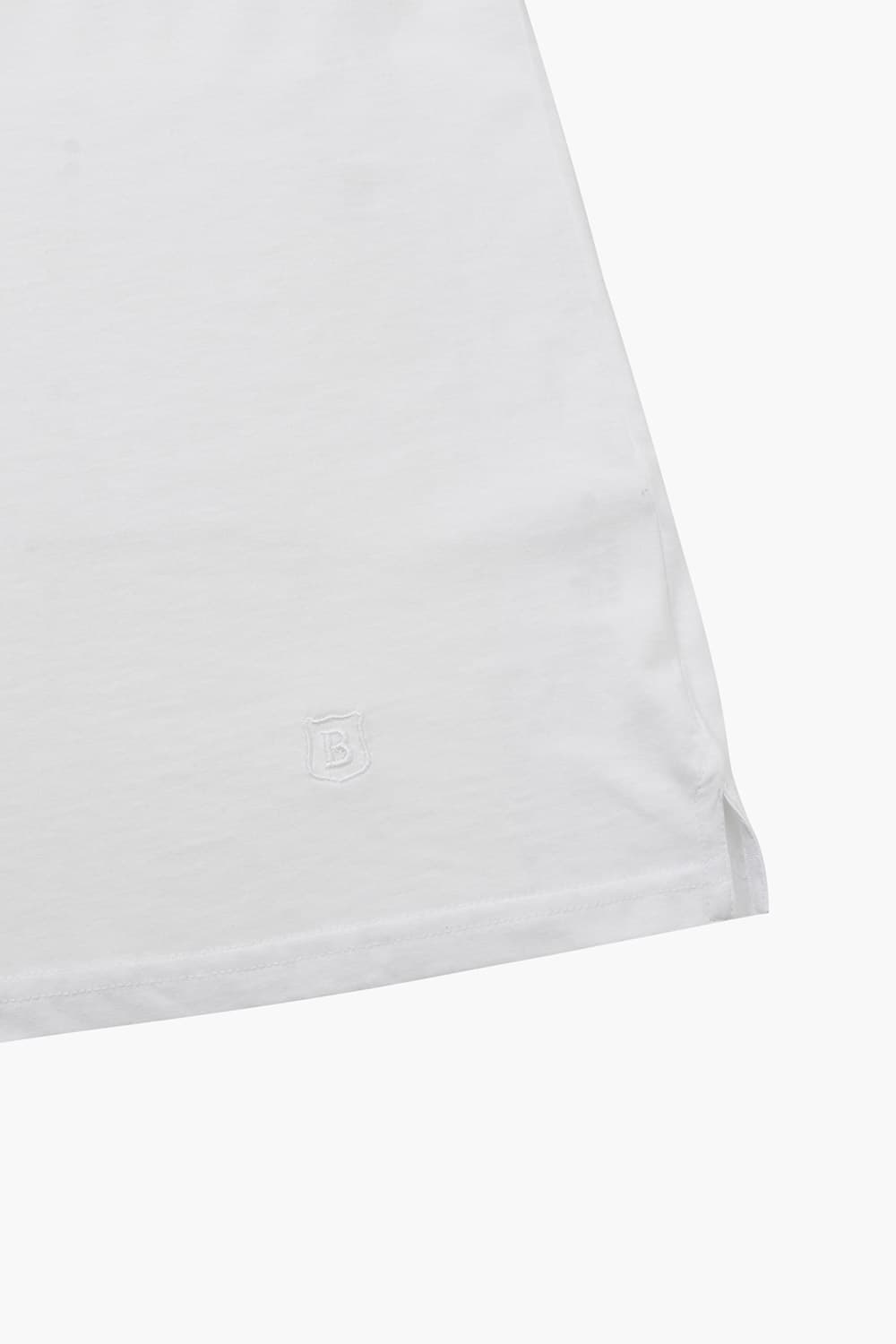 코튼 버튼 다운 화이트 반소매 티셔츠