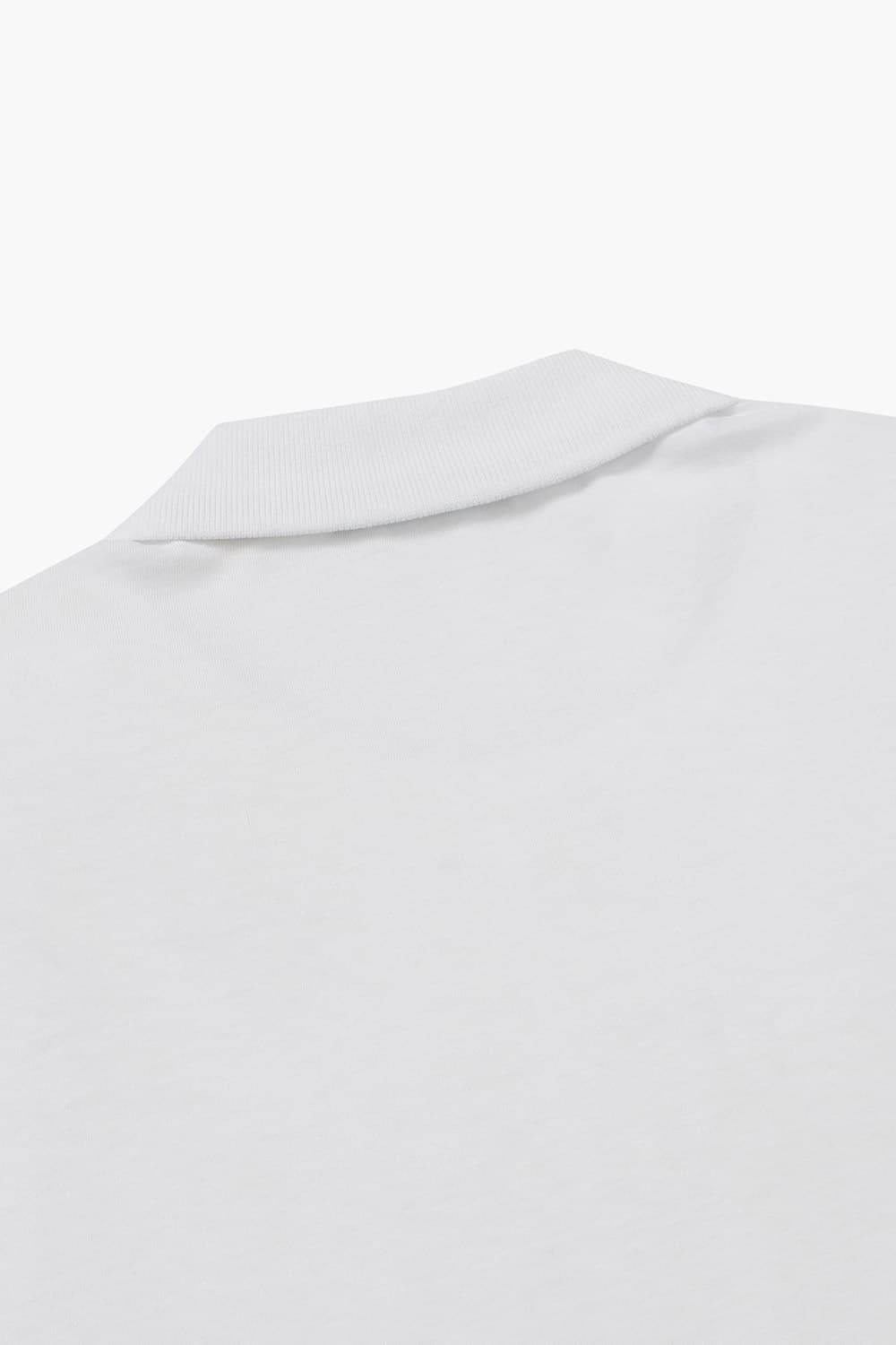 코튼 버튼 다운 화이트 반소매 티셔츠