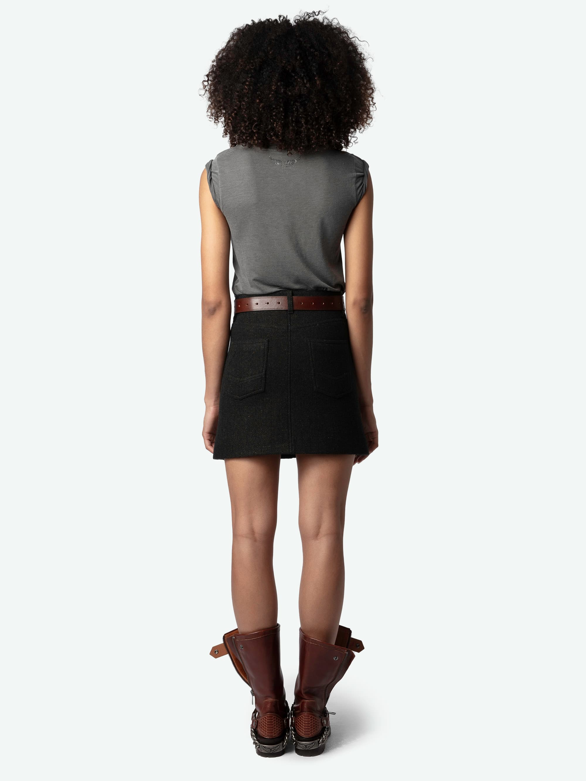 Joany Chevron Wool Skirt