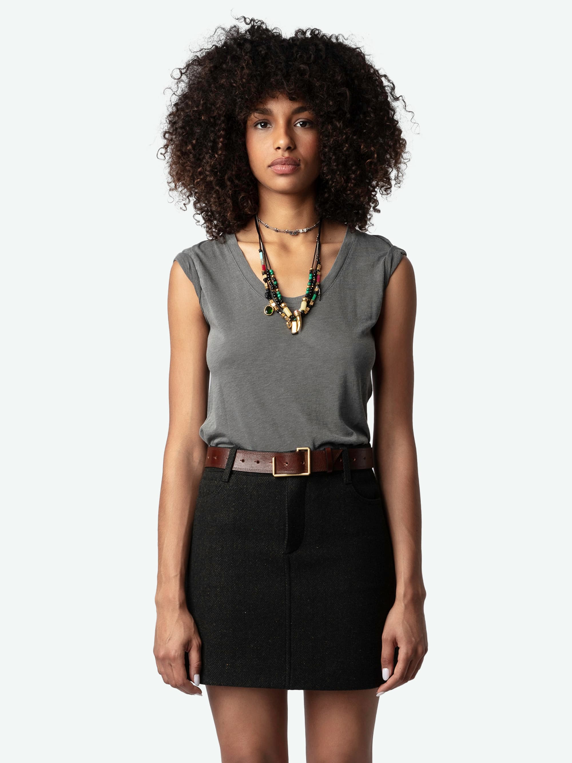 Joany Chevron Wool Skirt