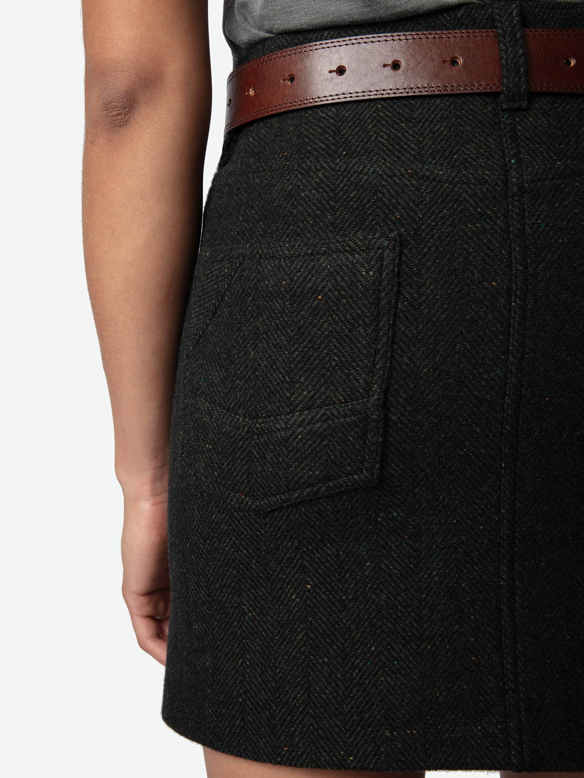 Joany Chevron Wool Skirt