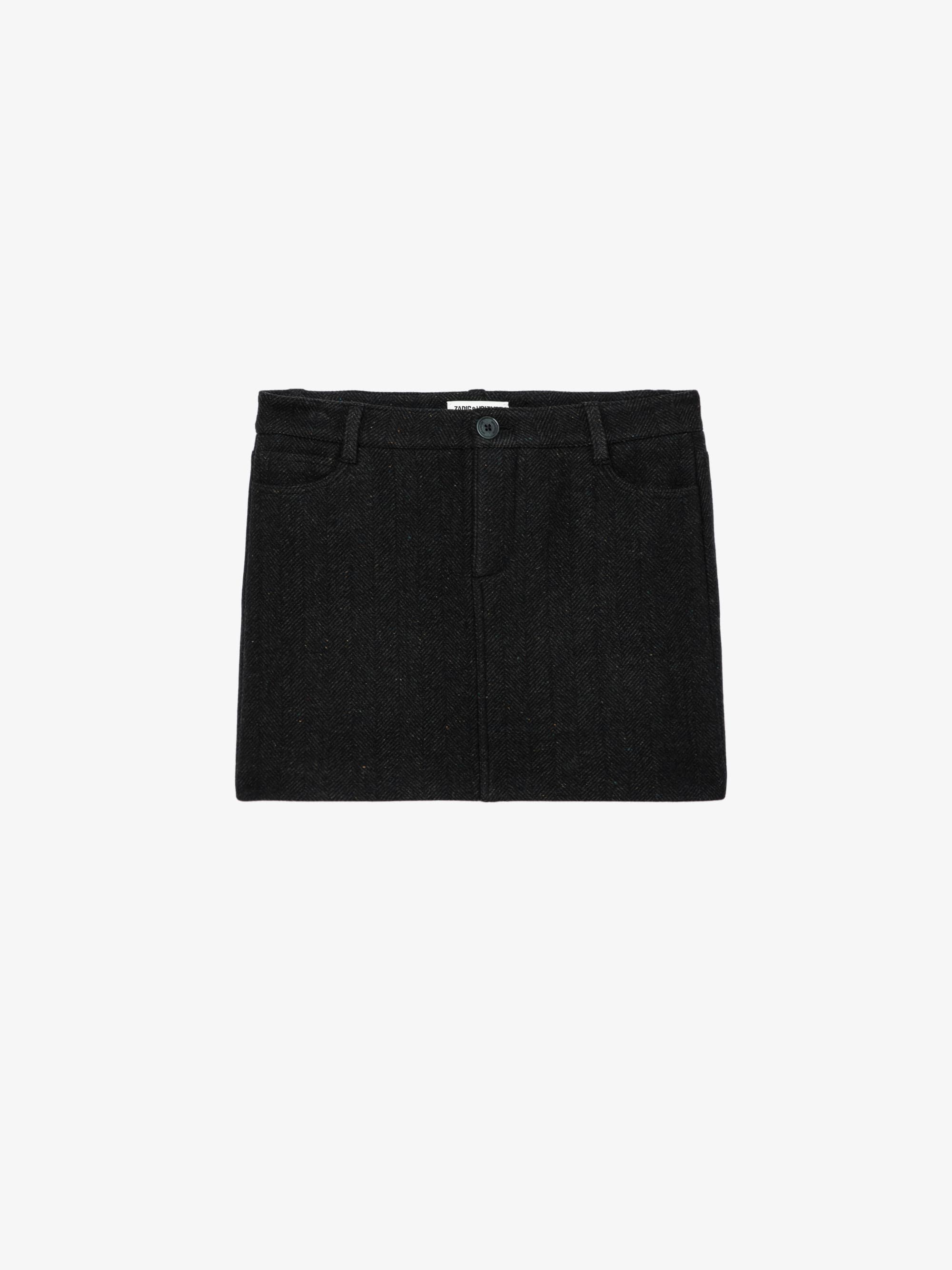 Joany Chevron Wool Skirt