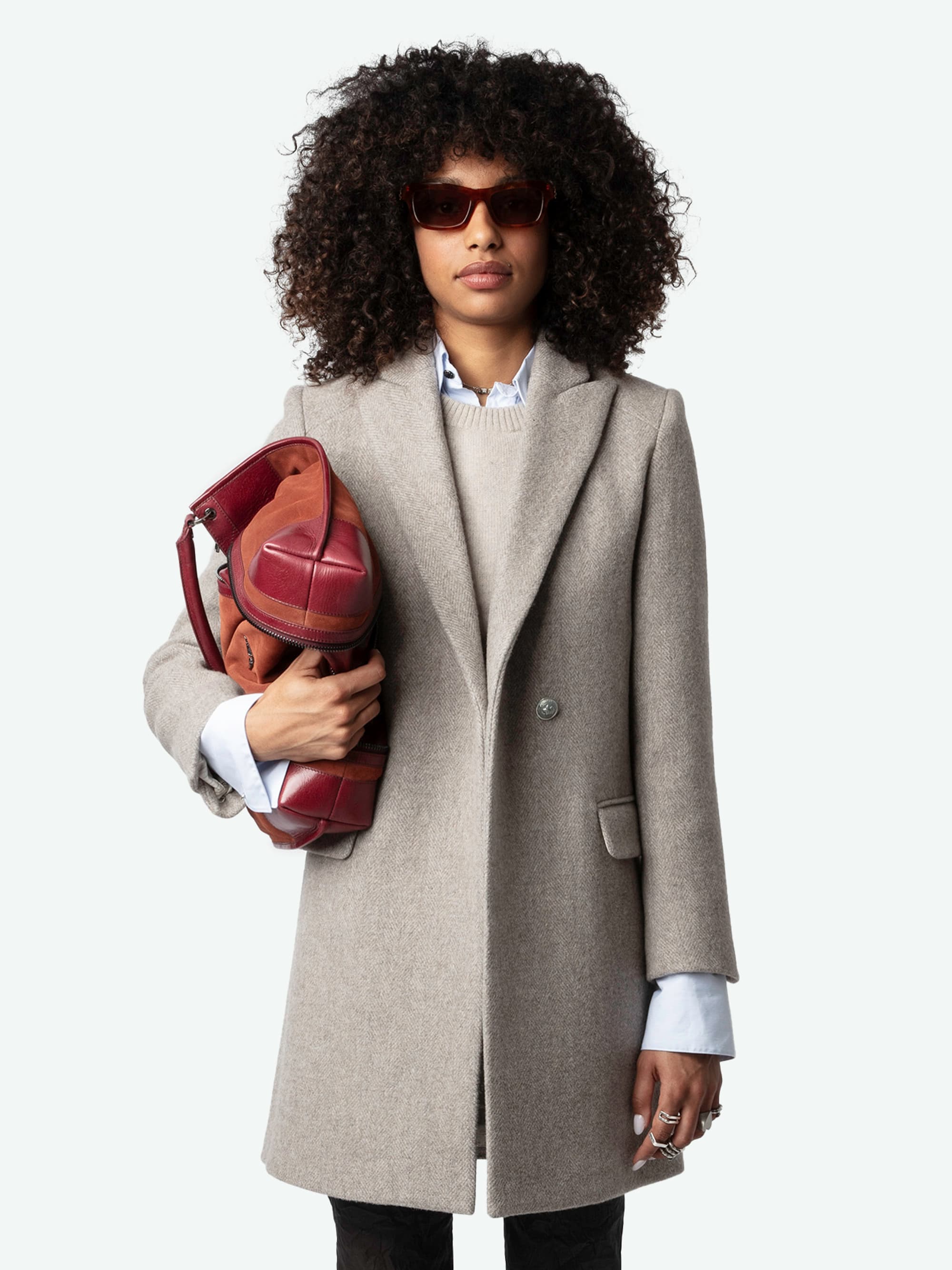 Marco Chevron Wool Coat