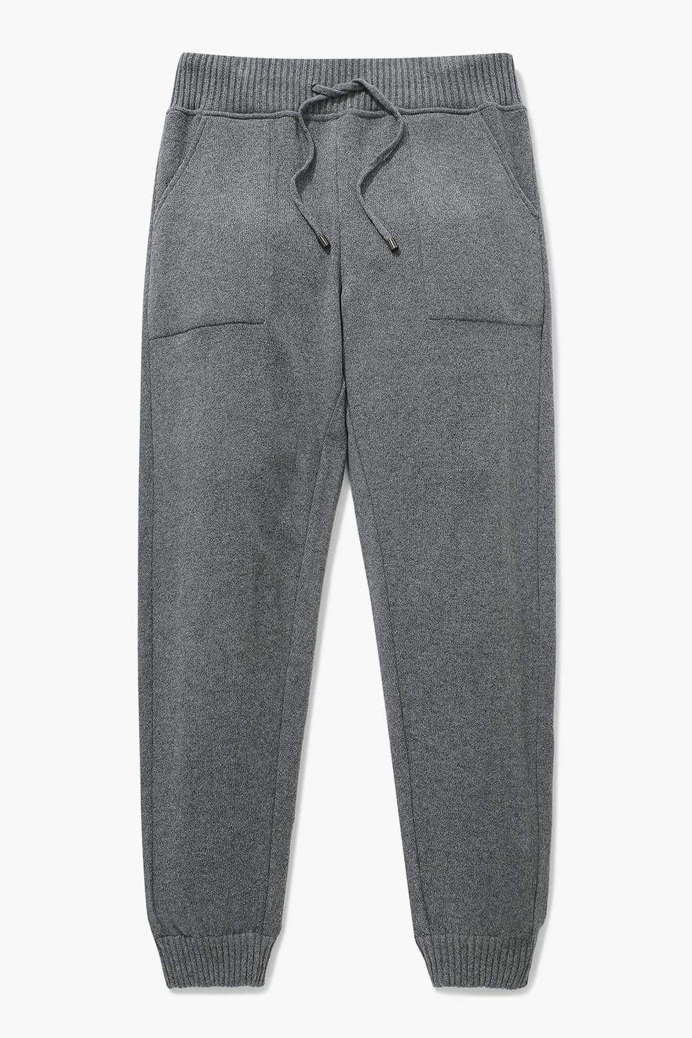 캐시미어 드로우스트링 조거 그레이 캐주얼 팬츠