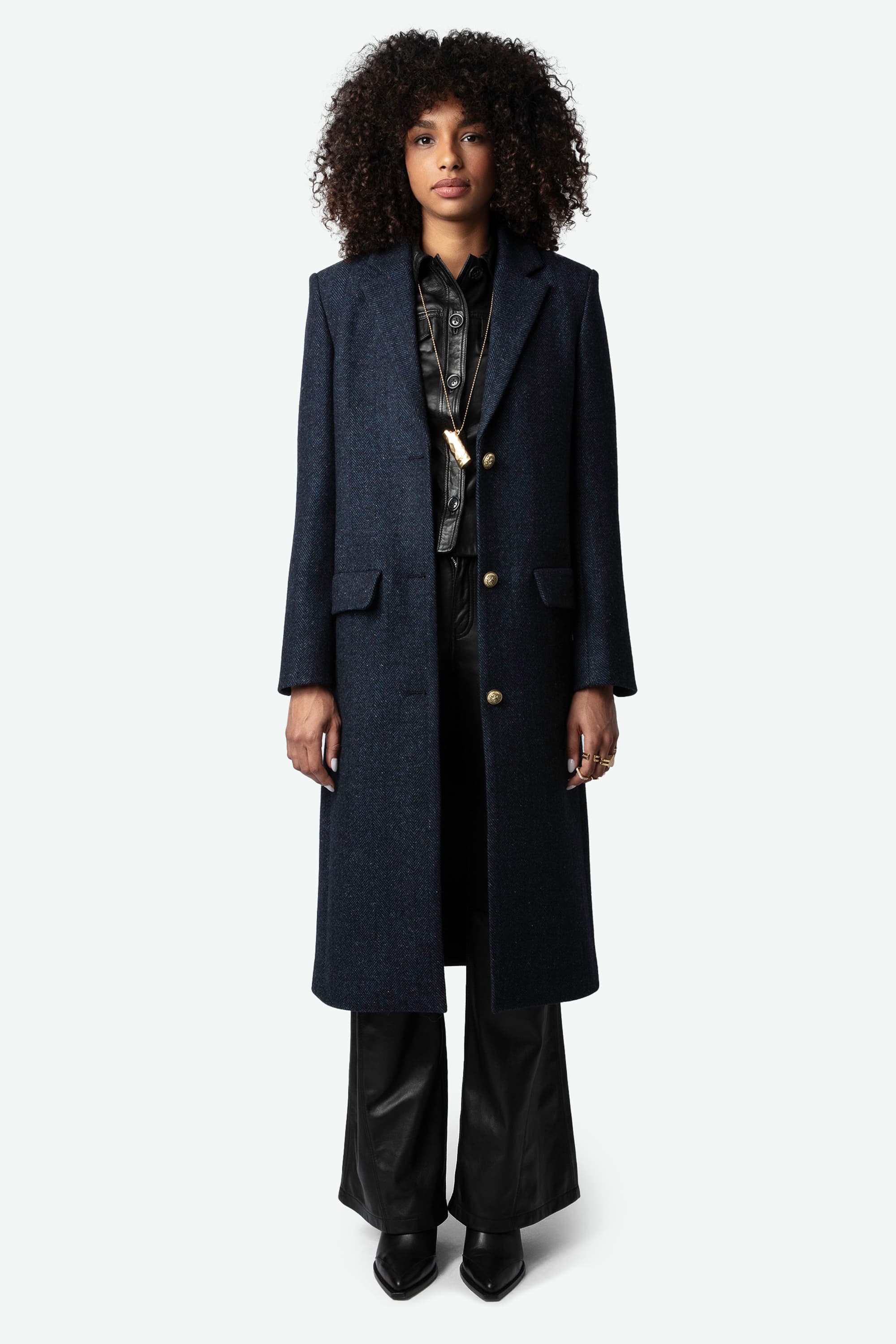 Mio Chevron Wool Coat