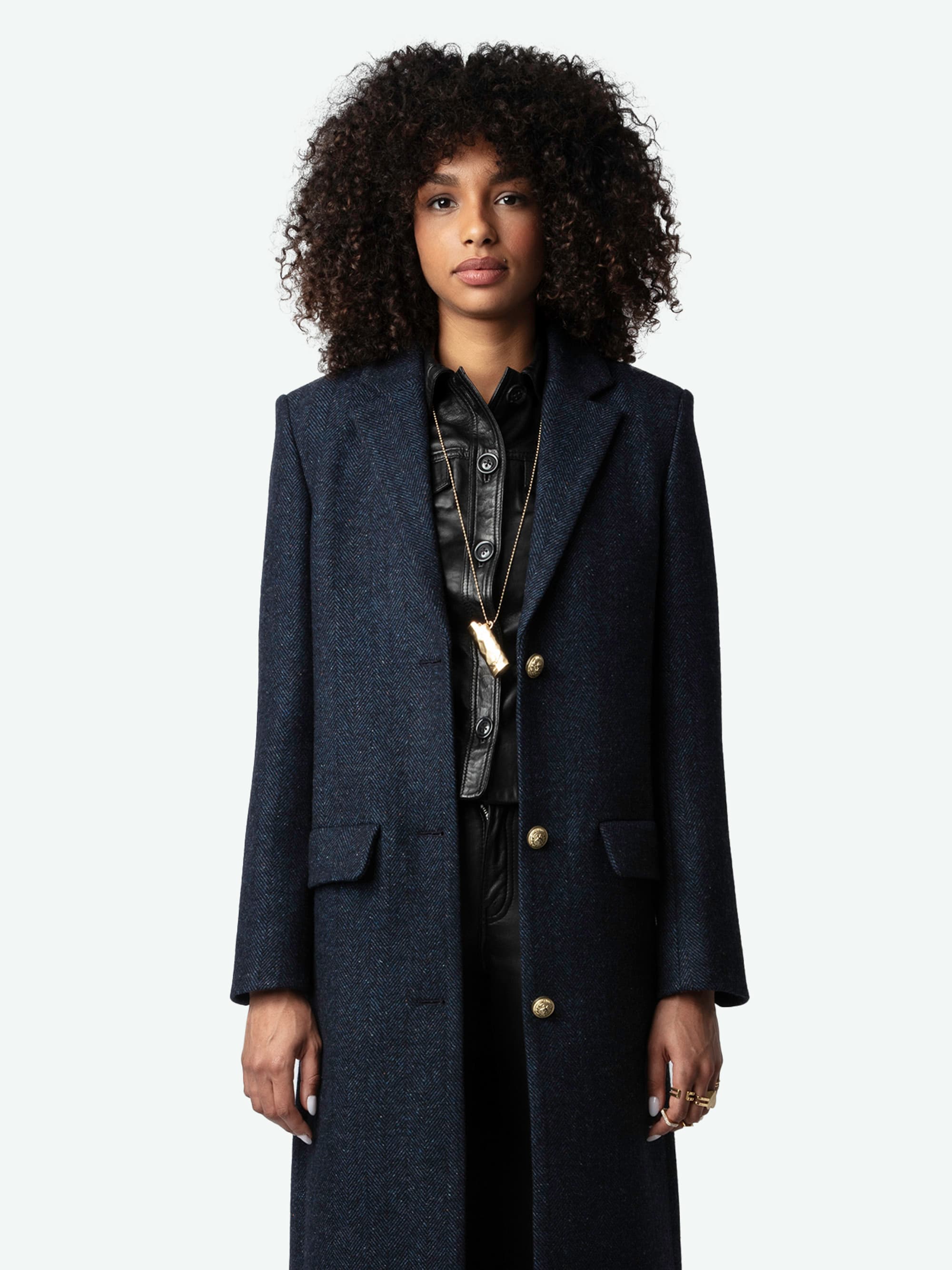 Mio Chevron Wool Coat