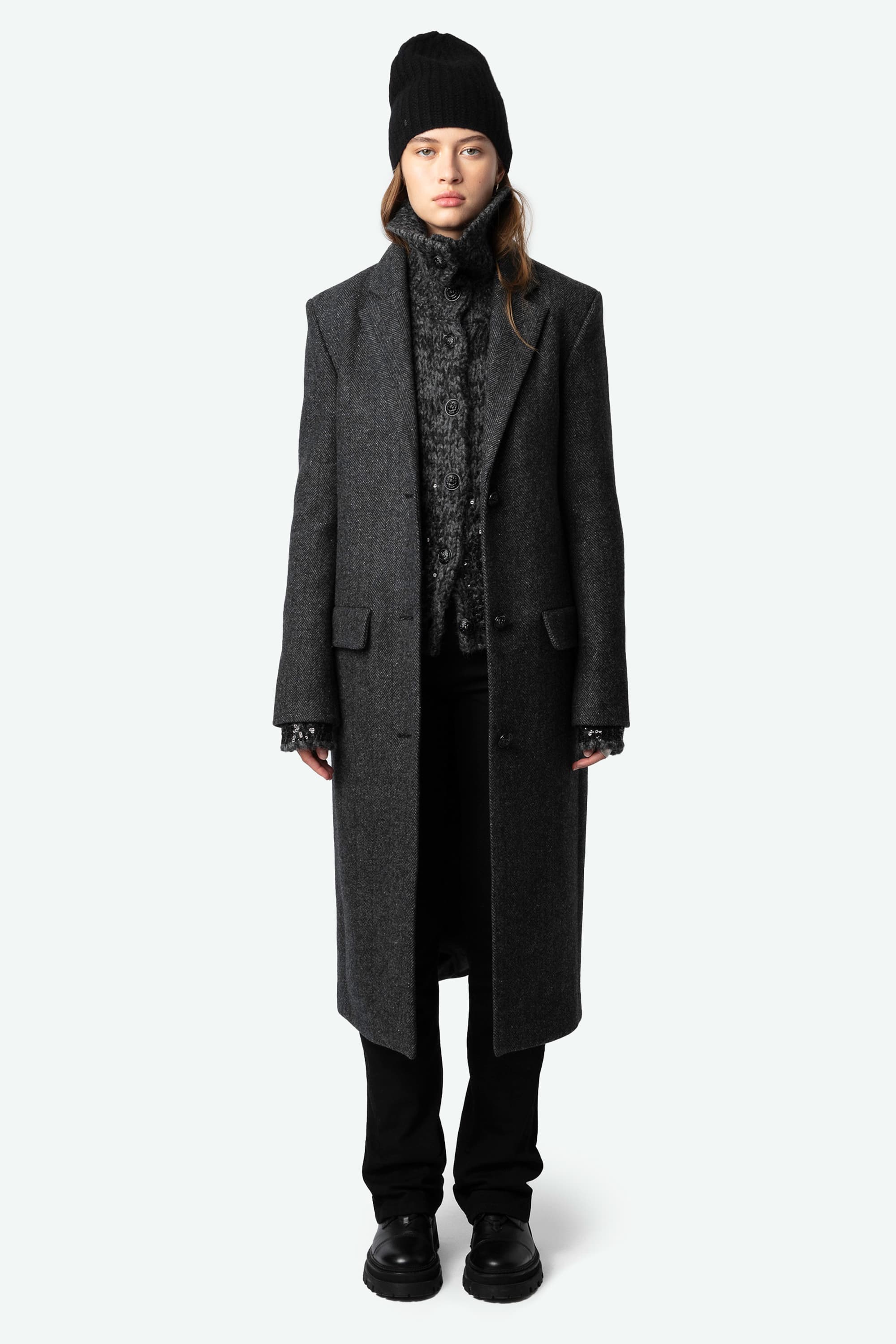Mio Chevron Wool Coat