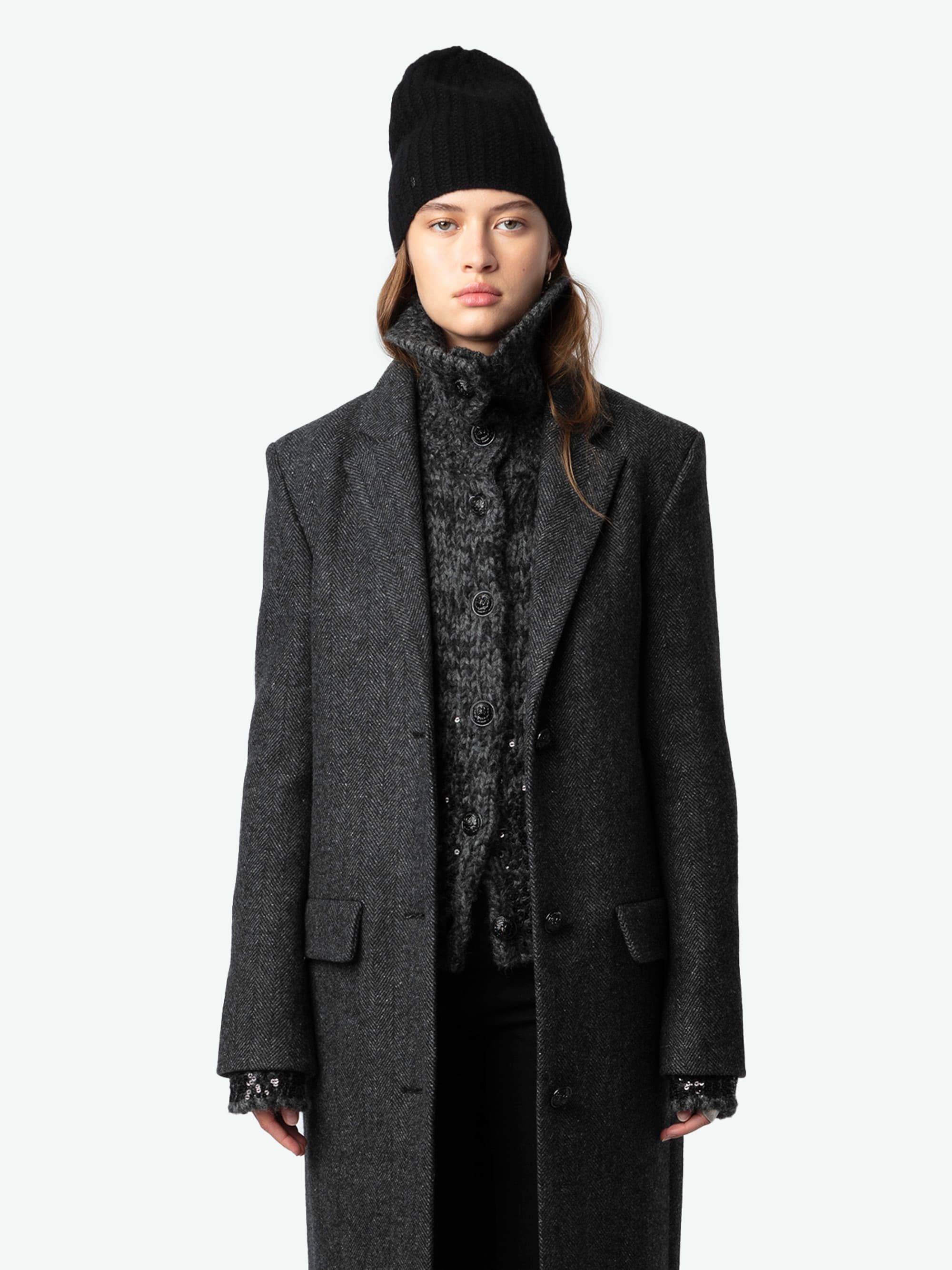 Mio Chevron Wool Coat