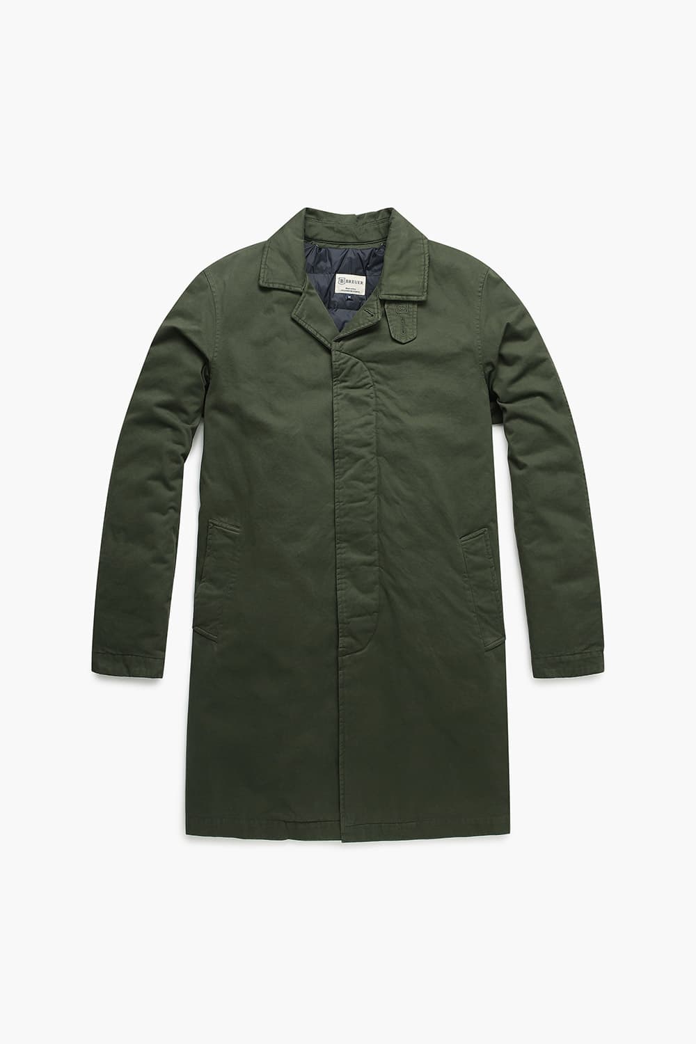 코튼 다운 안감 카키 트렌치 코트