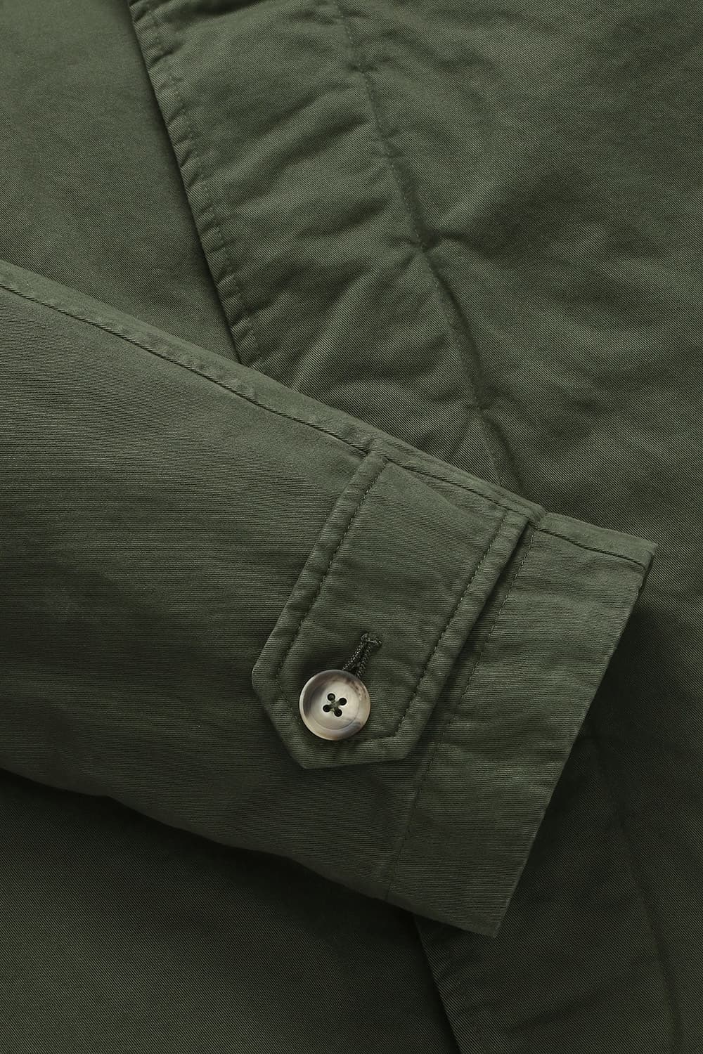 코튼 다운 안감 카키 트렌치 코트