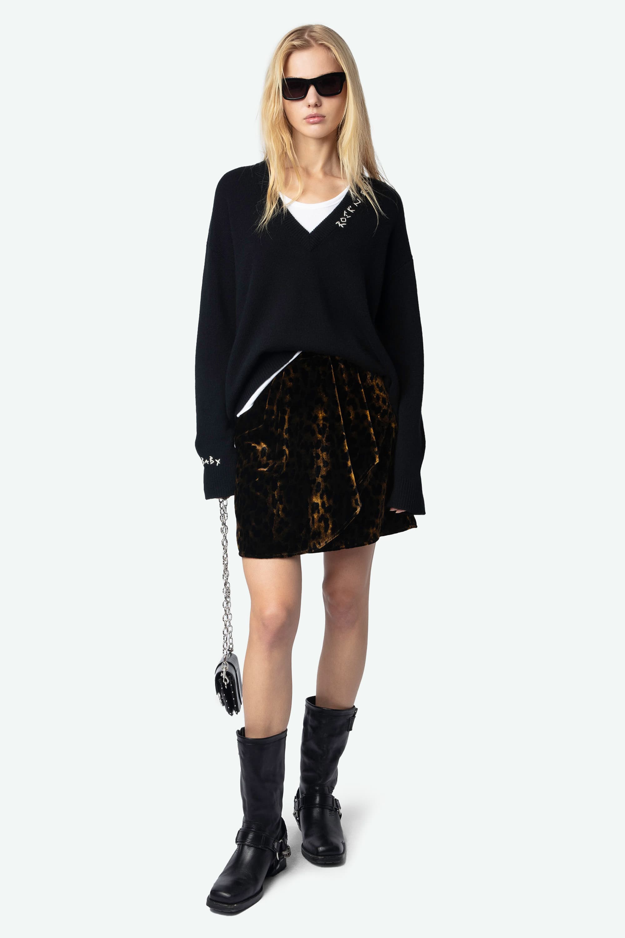 Jerry Leopard Velvet Skirt