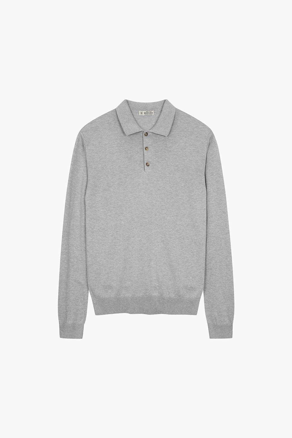 실크 혼방 폴로 라이트그레이 긴소매 니트