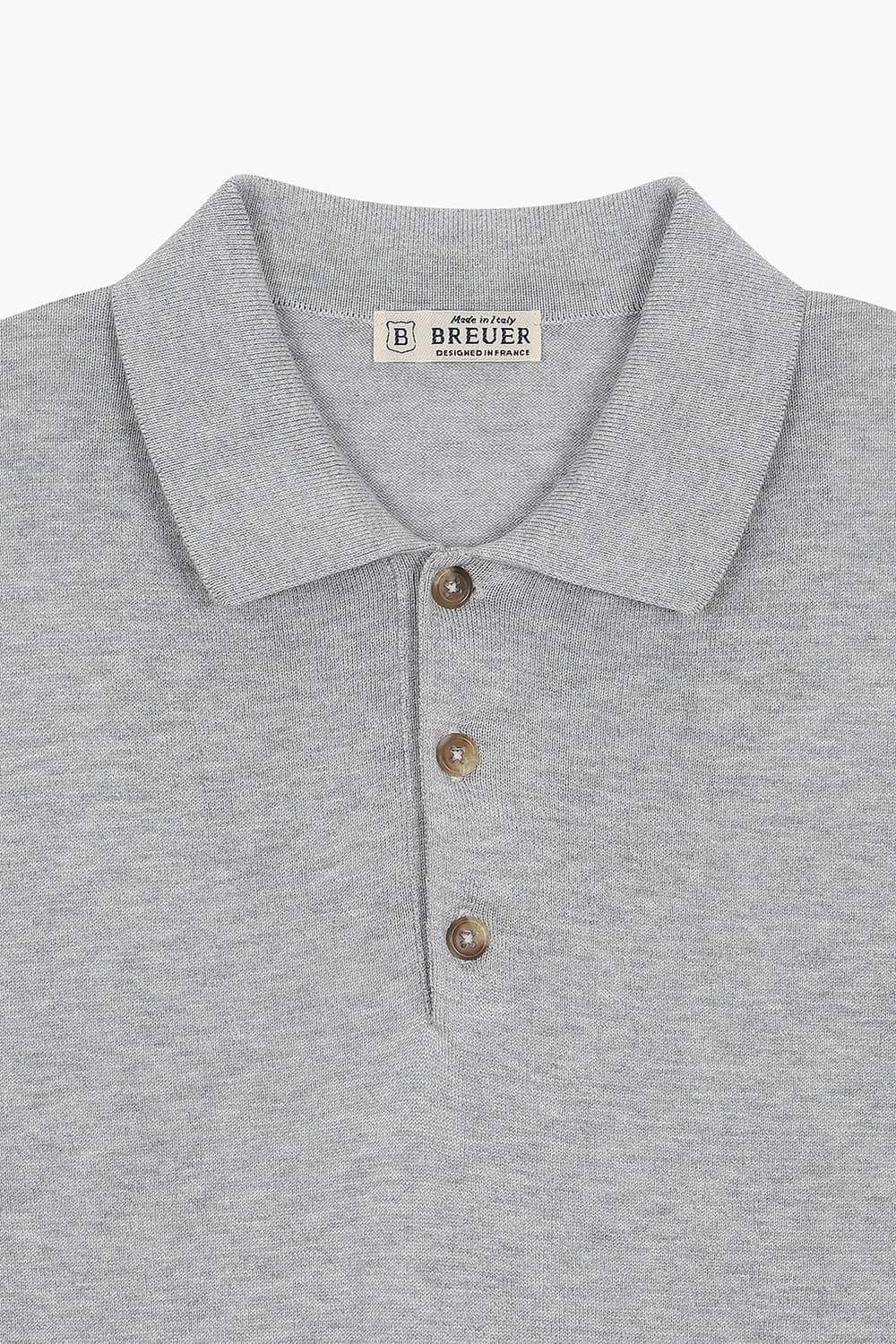 실크 혼방 폴로 라이트그레이 긴소매 니트