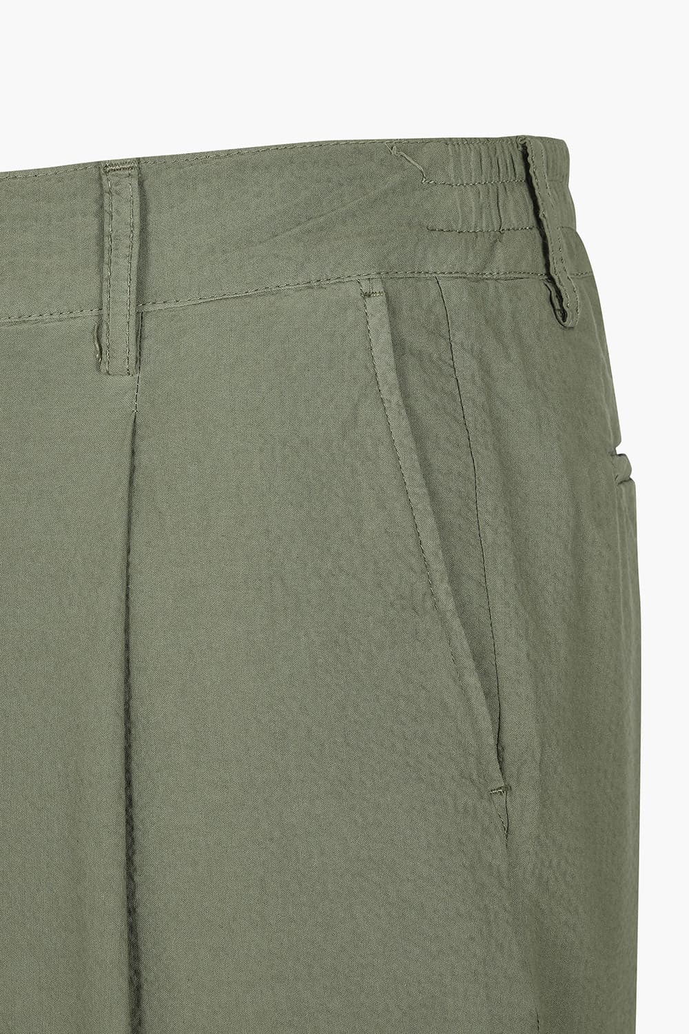 코튼 핀턱 스트레이트 카키 팬츠