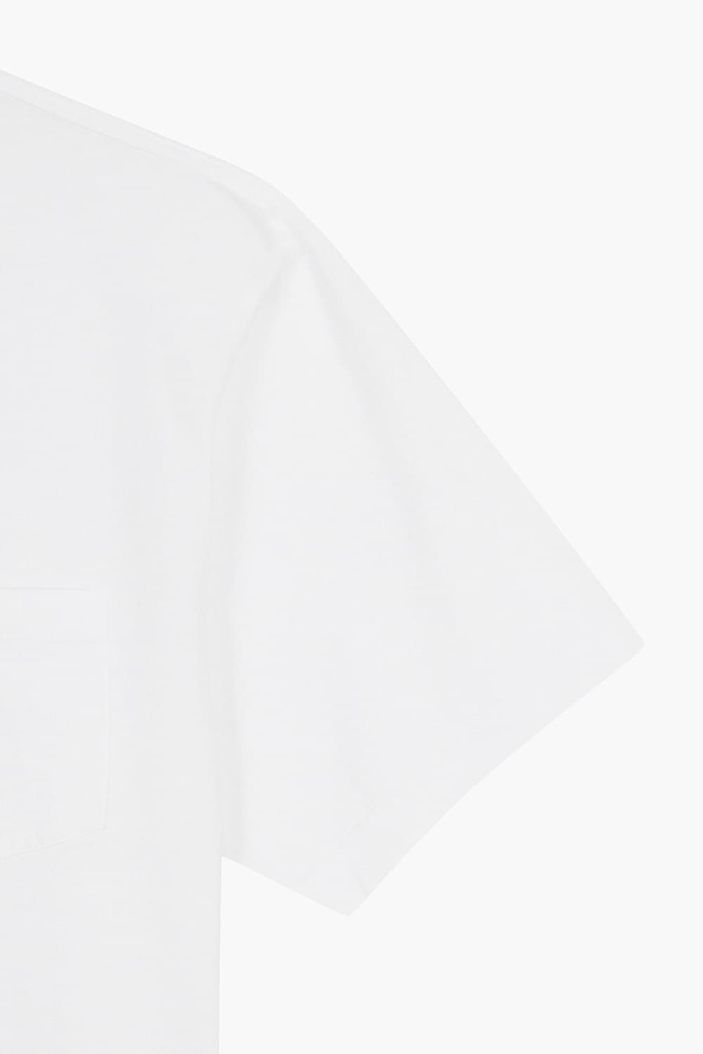 코튼 포켓 화이트 반소매 티셔츠