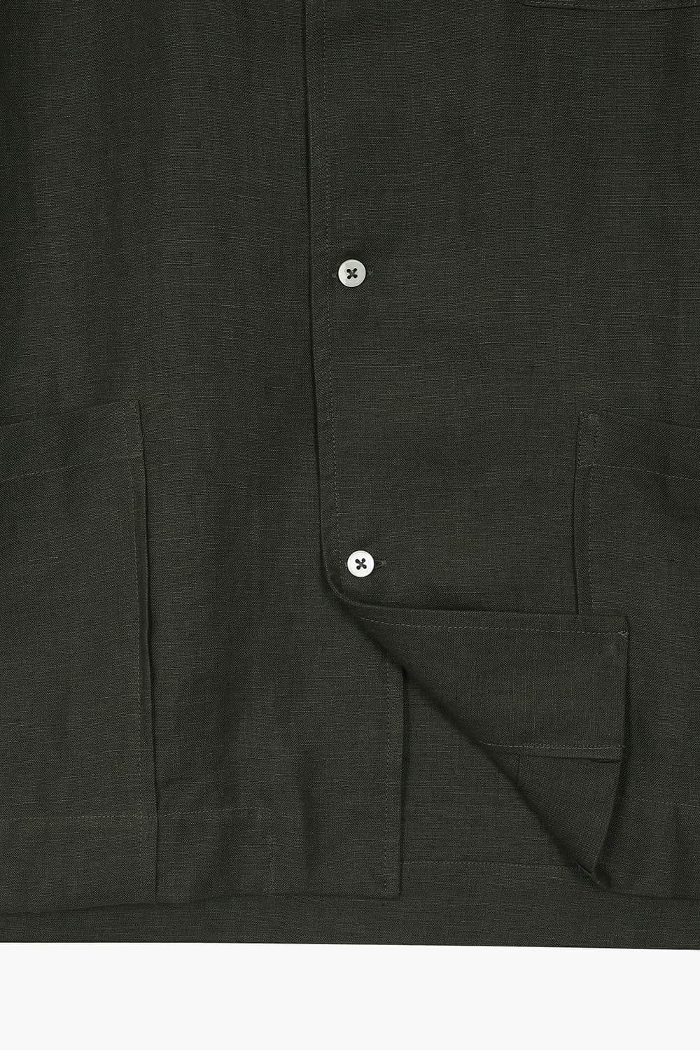 린넨 셔츠형 다크카키 캐주얼 자켓