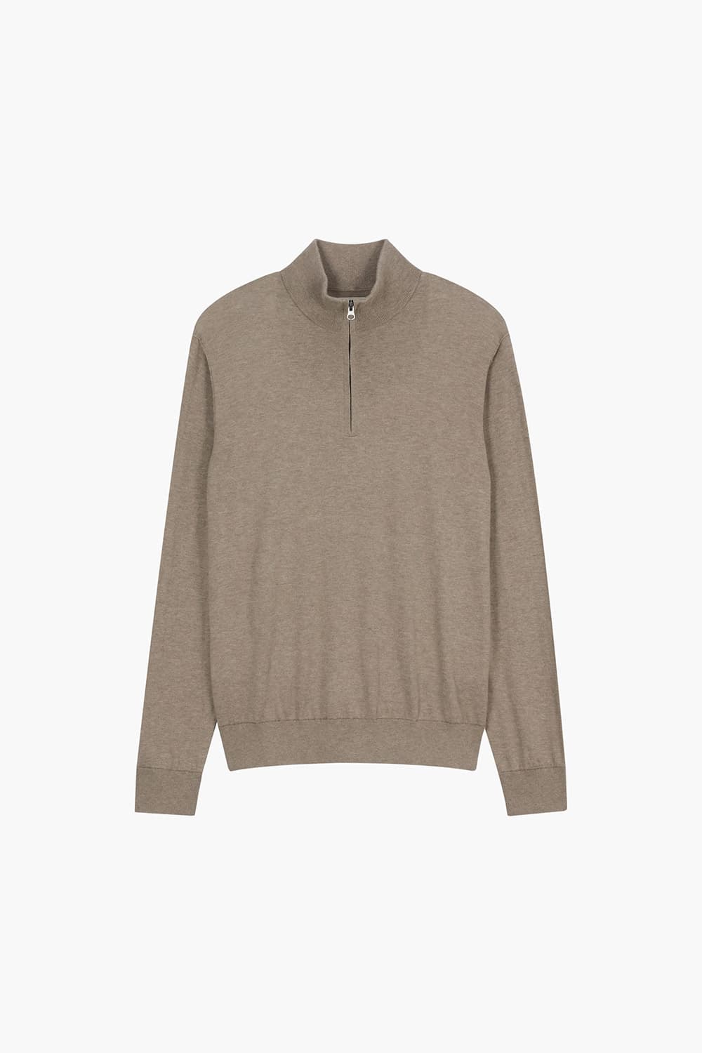 캐시미어 혼방 하프 집업 브라운 긴소매 니트