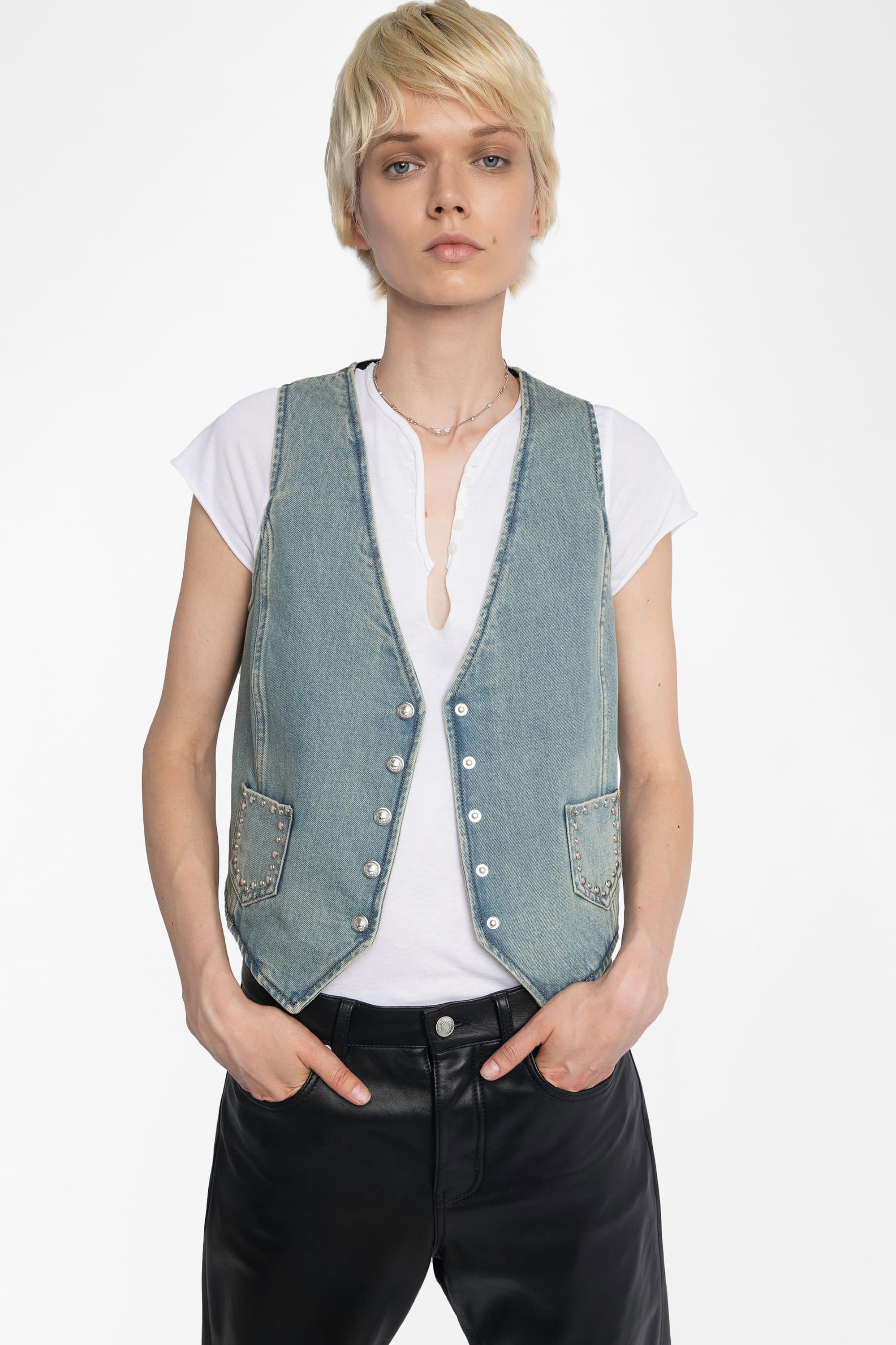 Gillier Denim Studs Vest