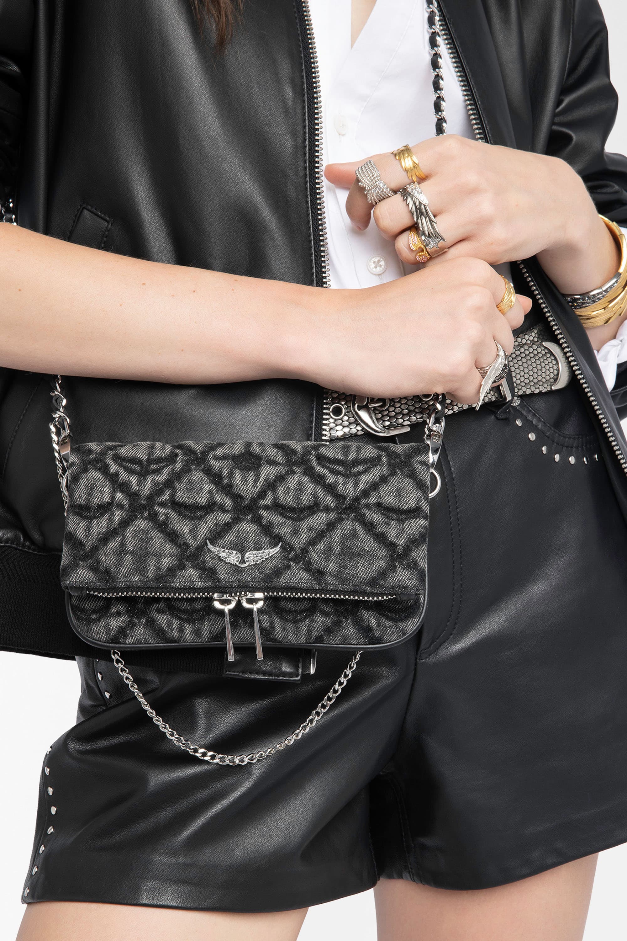 Rock Monogram Denim Nano Bag