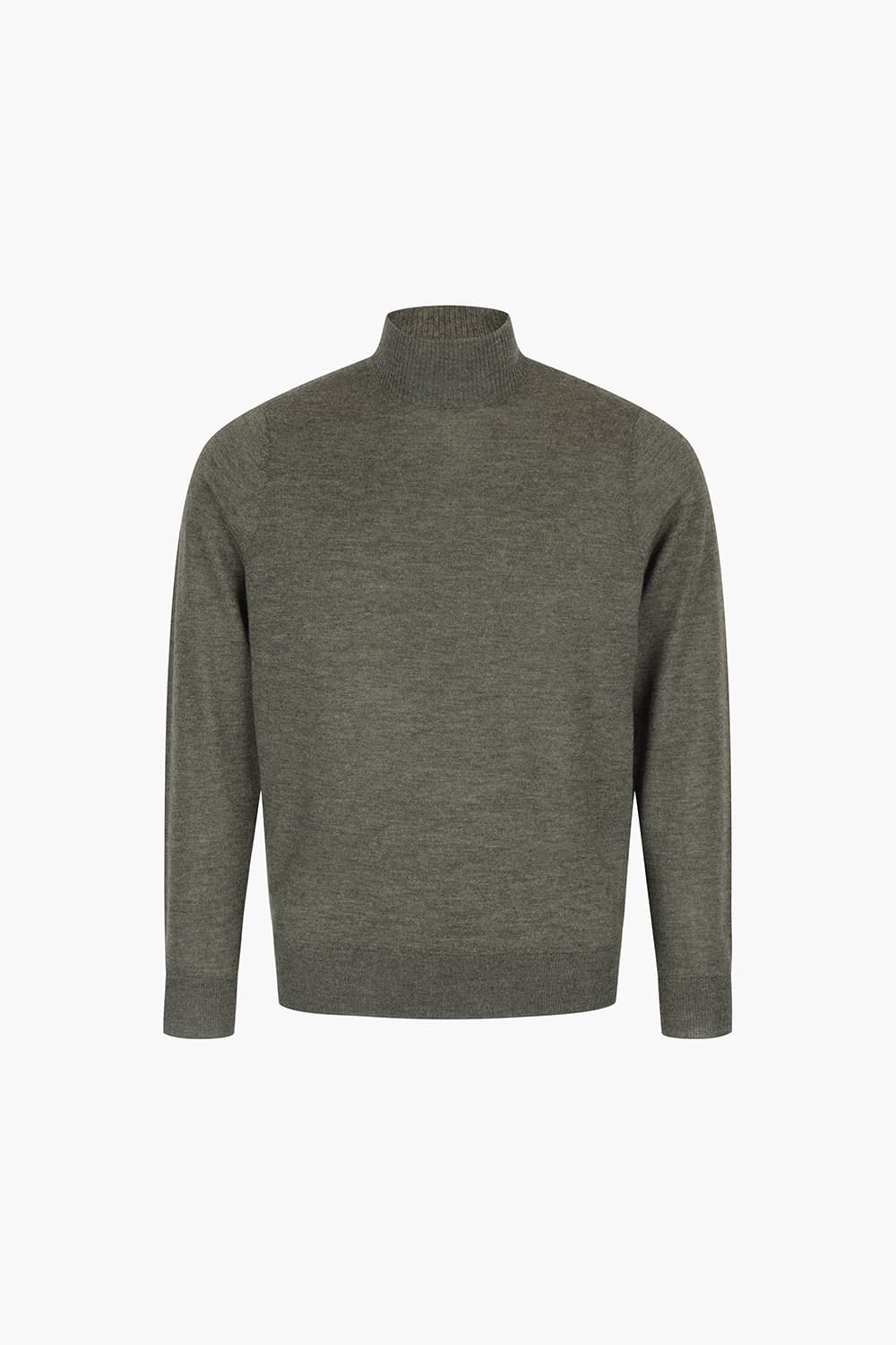 캐시미어 터틀넥 카키 긴소매 니트
