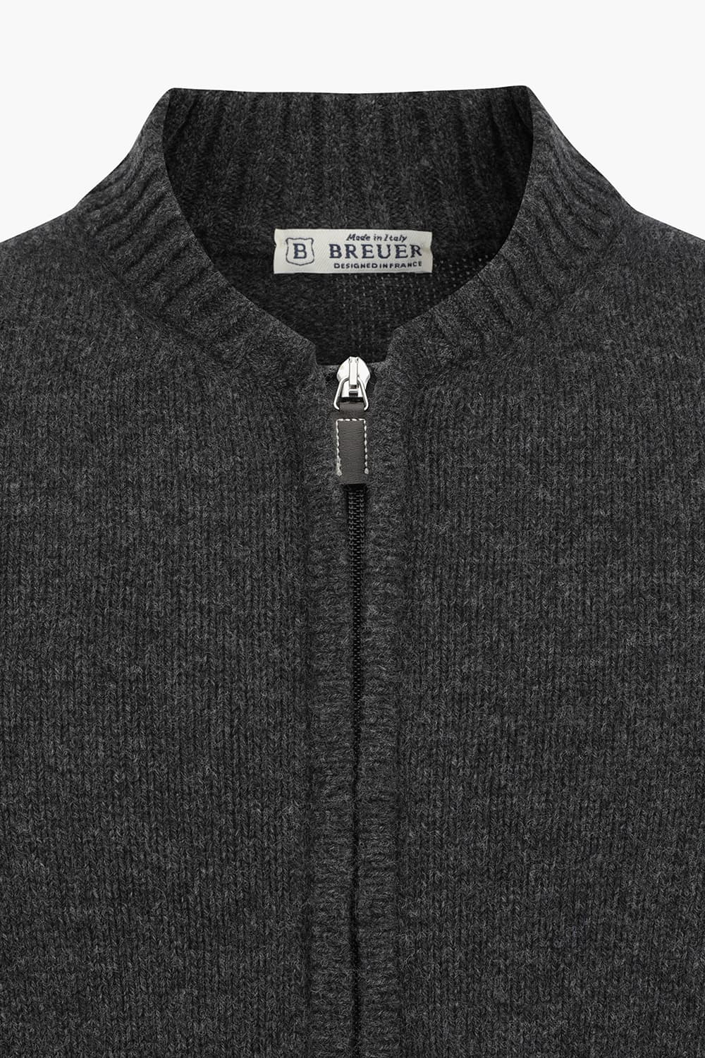 울 골지 헨리넥 니트 차콜그레이 집업