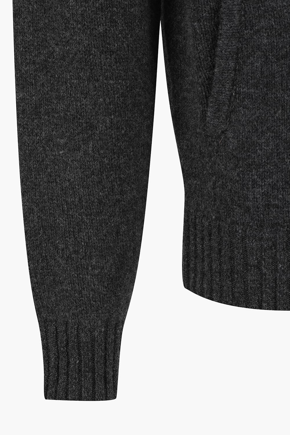 울 골지 헨리넥 니트 차콜그레이 집업