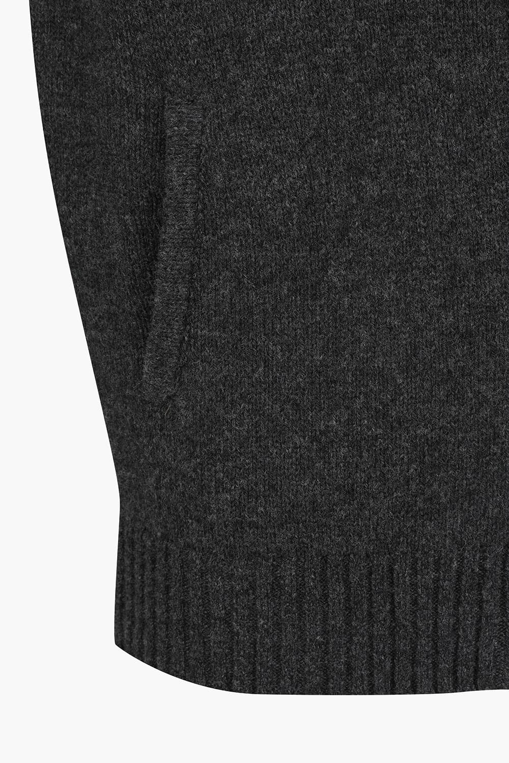 울 골지 헨리넥 니트 차콜그레이 집업