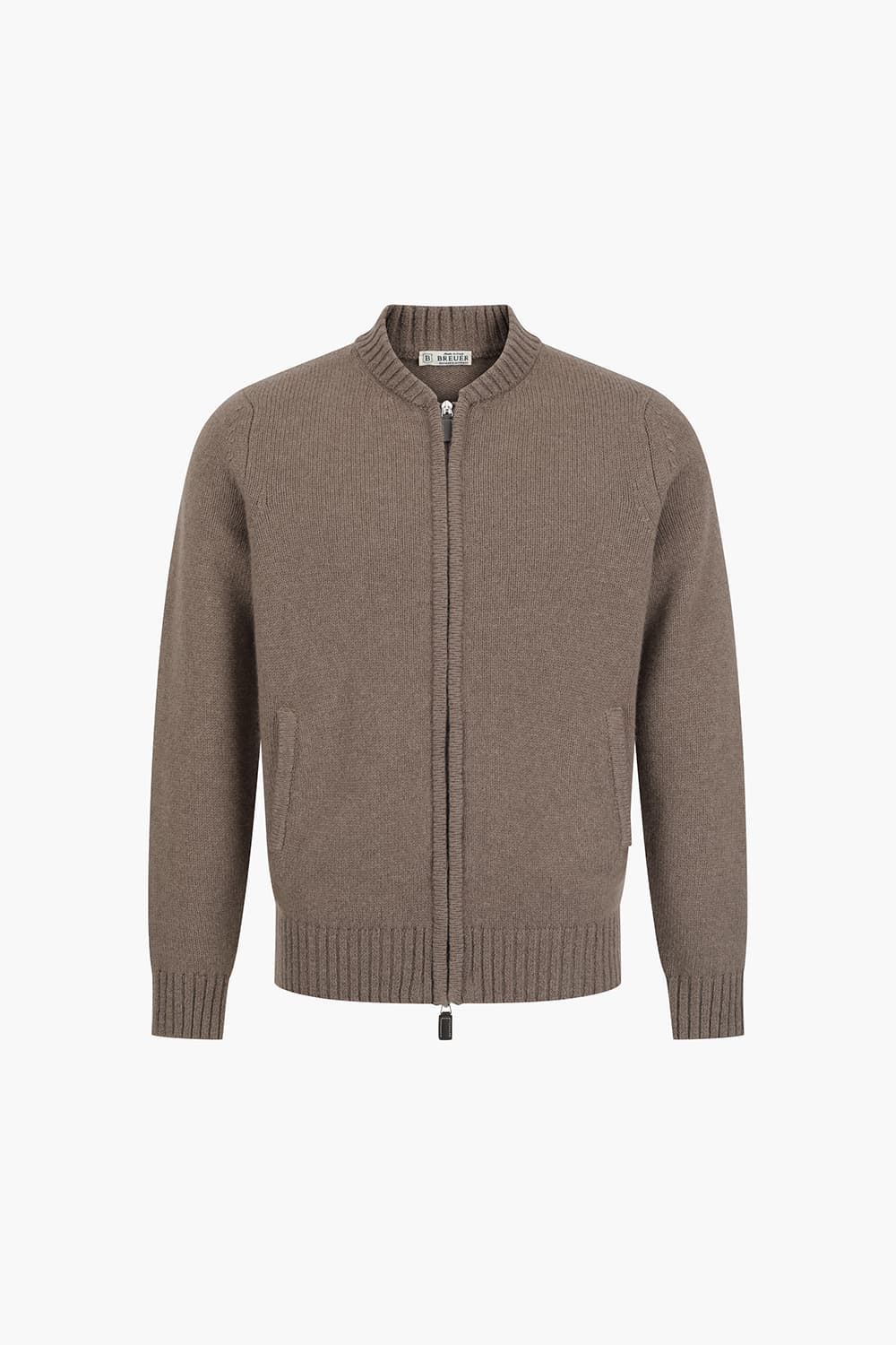 울 골지 헨리넥 니트 브라운 집업